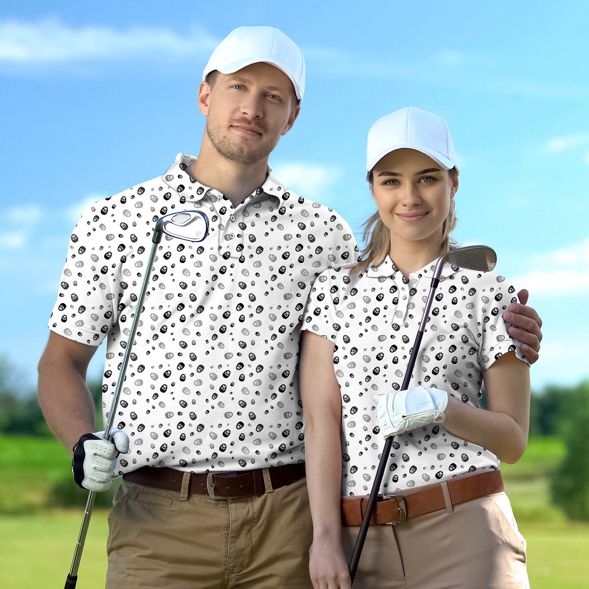 Golf Polo Couple Family set gorilla heads tournament