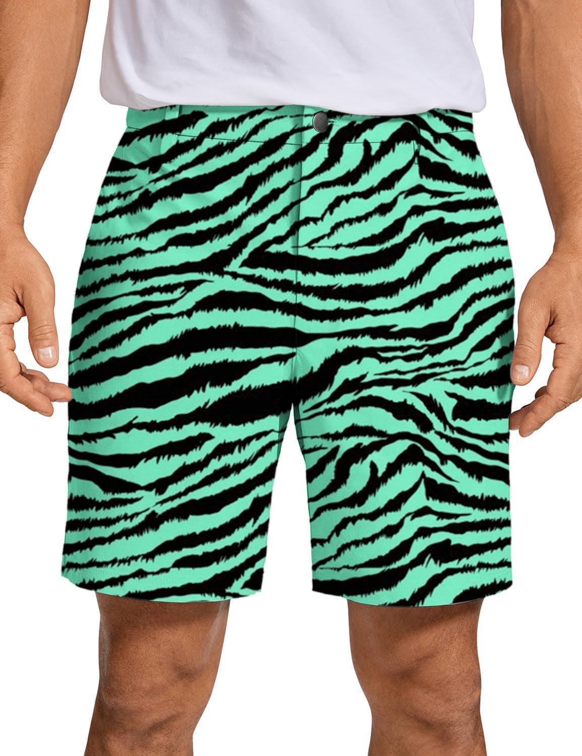 Men Teal Tiger Golf Shorts