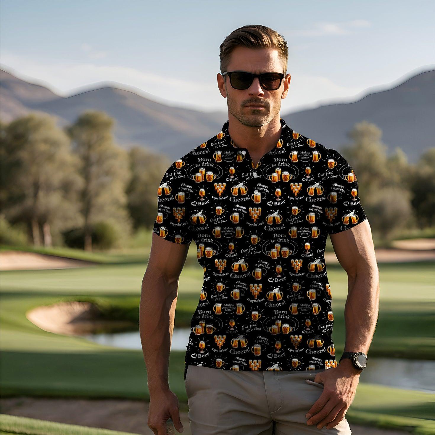 Men's golf cheer beer polo