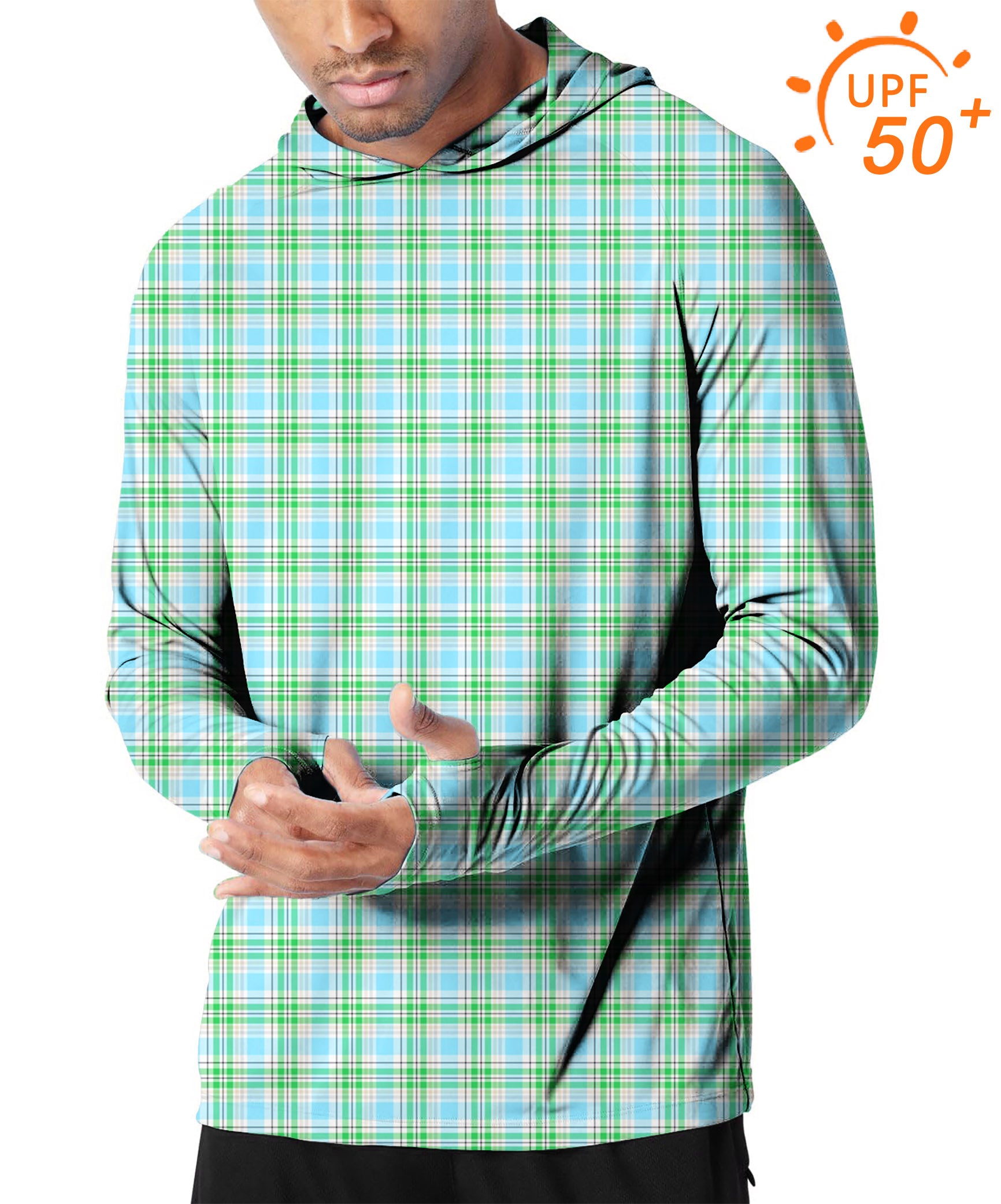 Men's Outdoor Striped checkerboard Golf Sun Protection Slim Fit hoodies