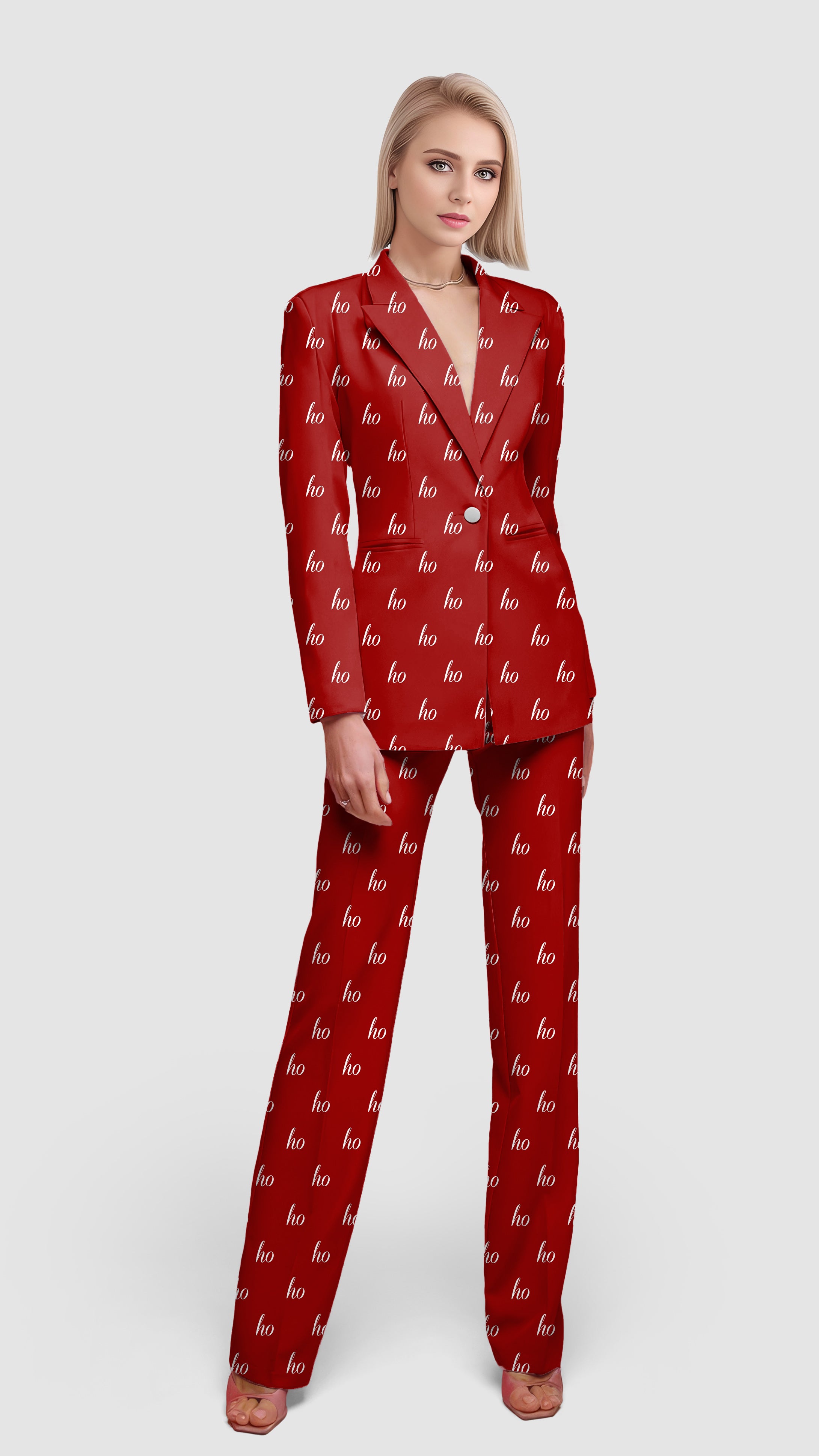 Red Custom Name Christmas Women's Blazer Casual Work Office Blazer Suit set