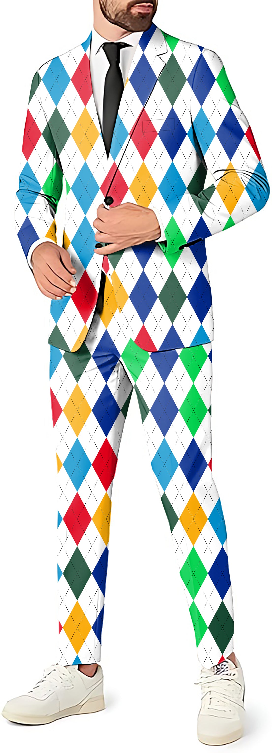 Argyle Colorful Men's Party Costumes-Theme Party 2 or 3pcs Suit set-Blazer Pants & Vest