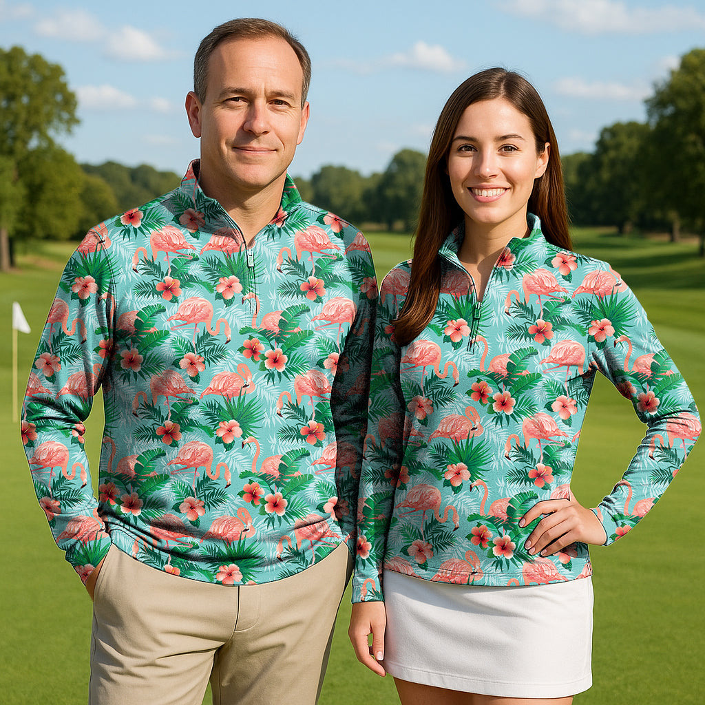 Pau Hana Couple Golf Active 3/4 Zipper Top Long Sleeves