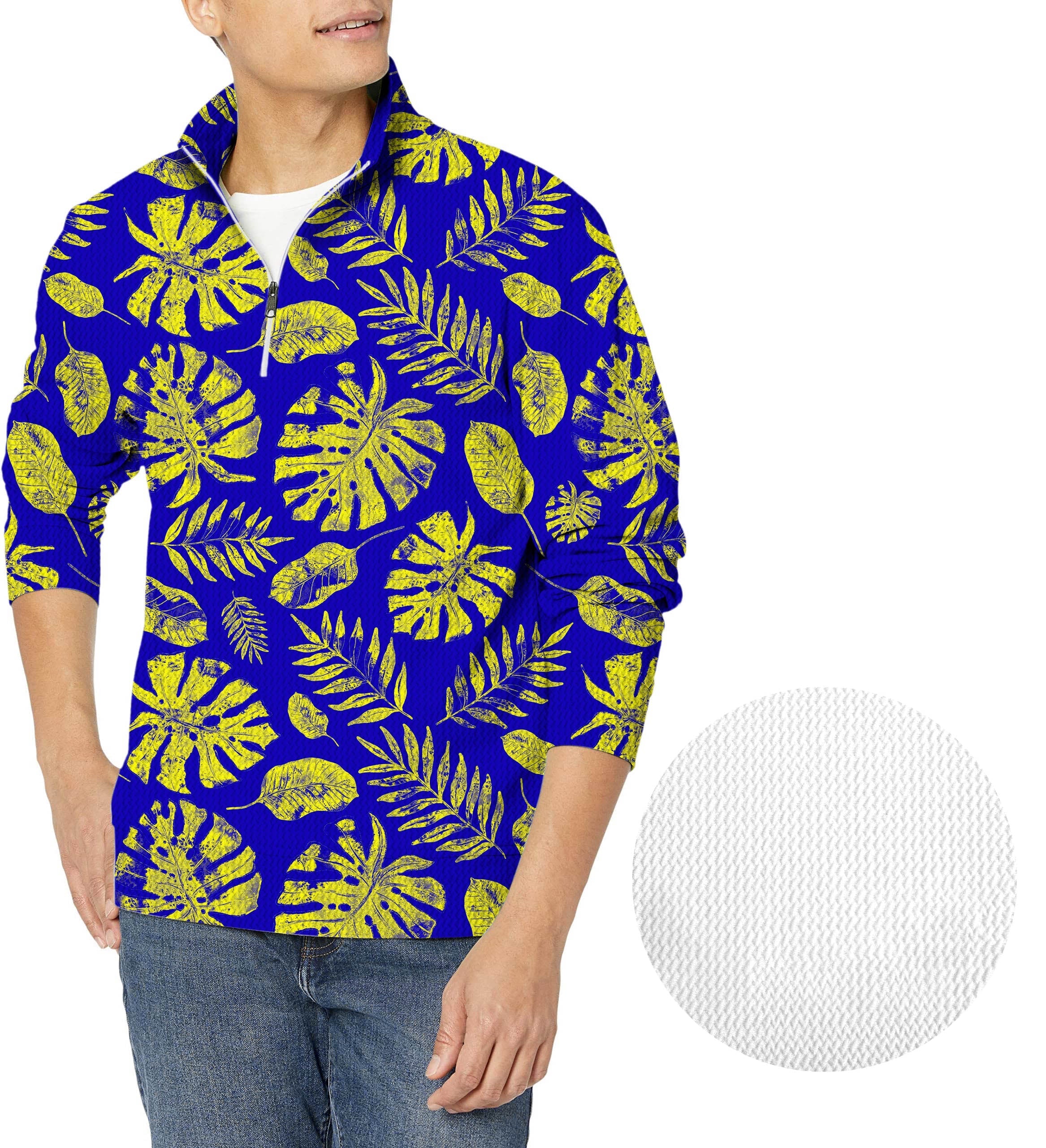 Tropical plants Men's Golf Waffle Zipper Pullover