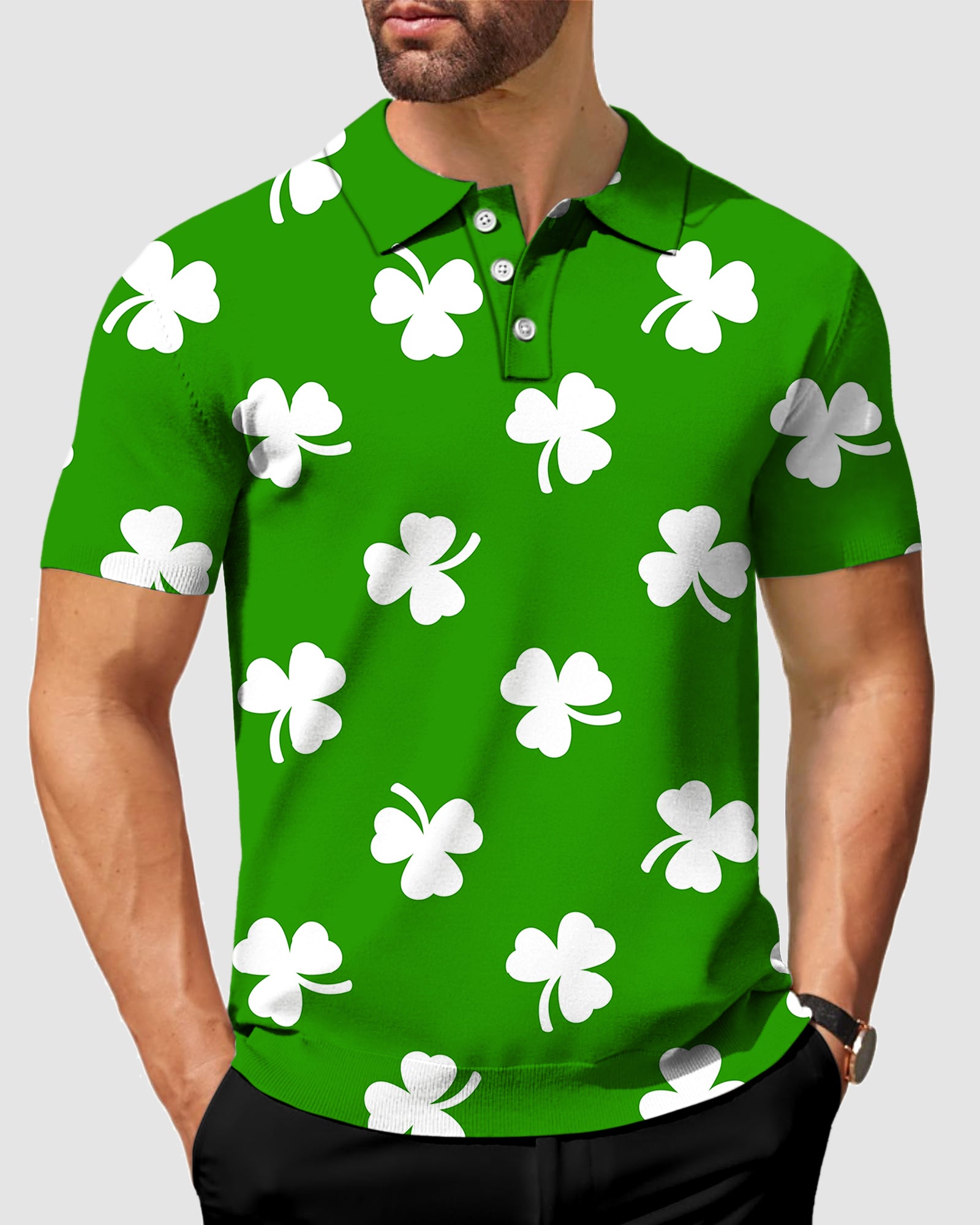 Men's Leaf clover St. Patrick's Day Golf Polo