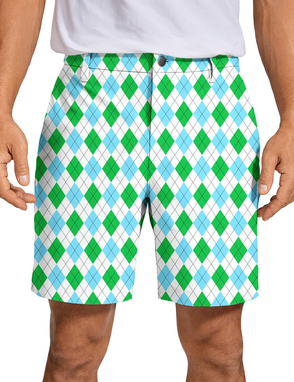 Men's Green diamond grid Golf Shorts