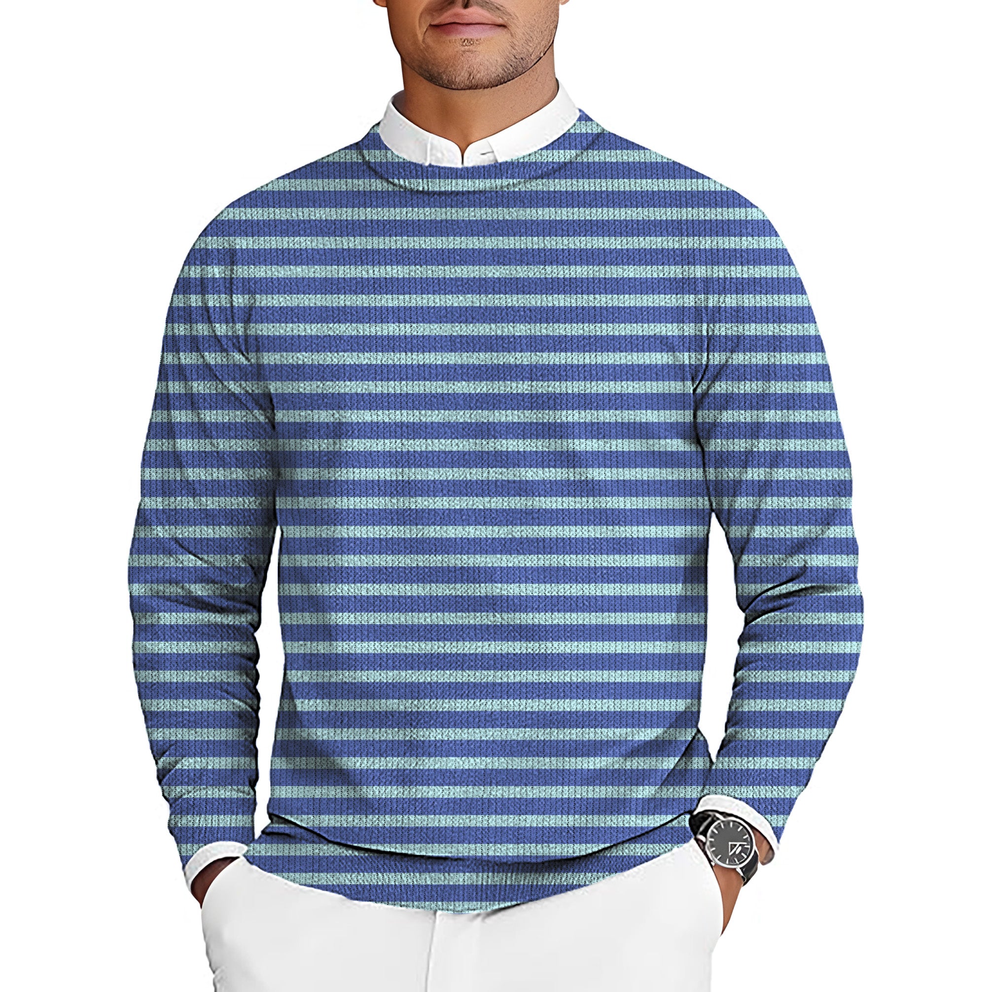 Summer Stripes Men's Golf Crewneck Pullover Sweaters Ugly Sweater