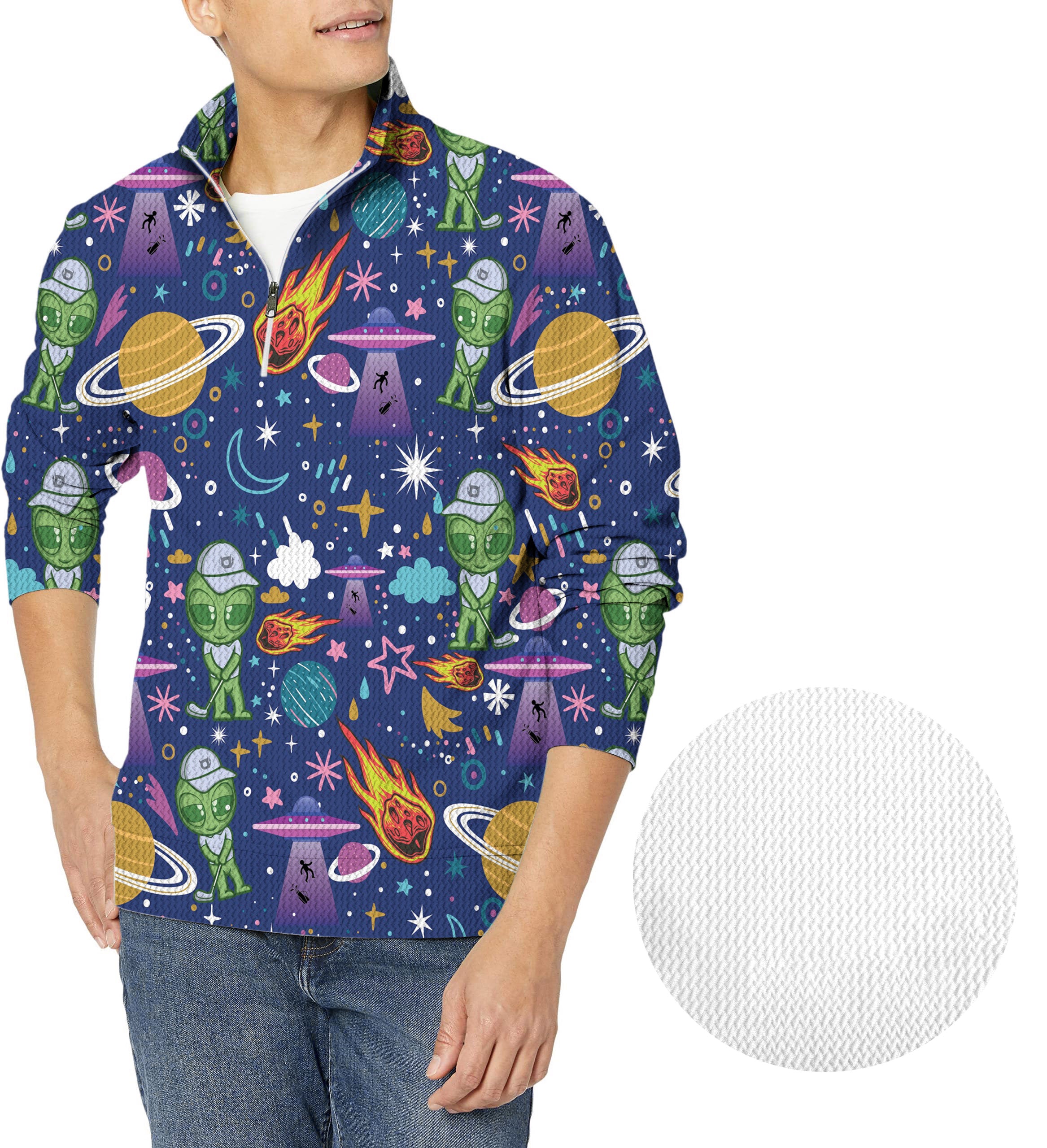 Alien Army-Men's Golf Waffle Zipper Pullover