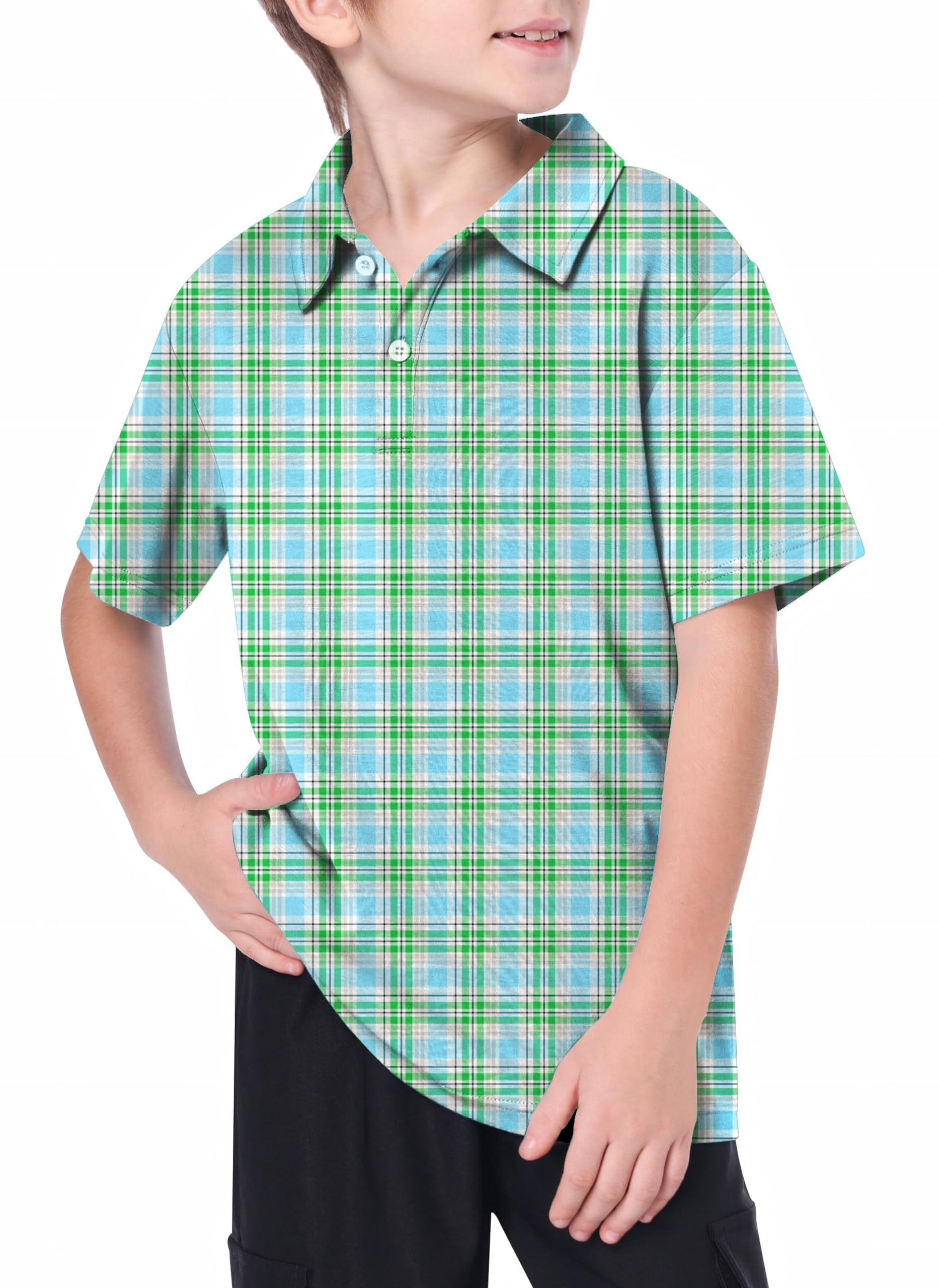 Youth Striped checkerboard Golf Polo