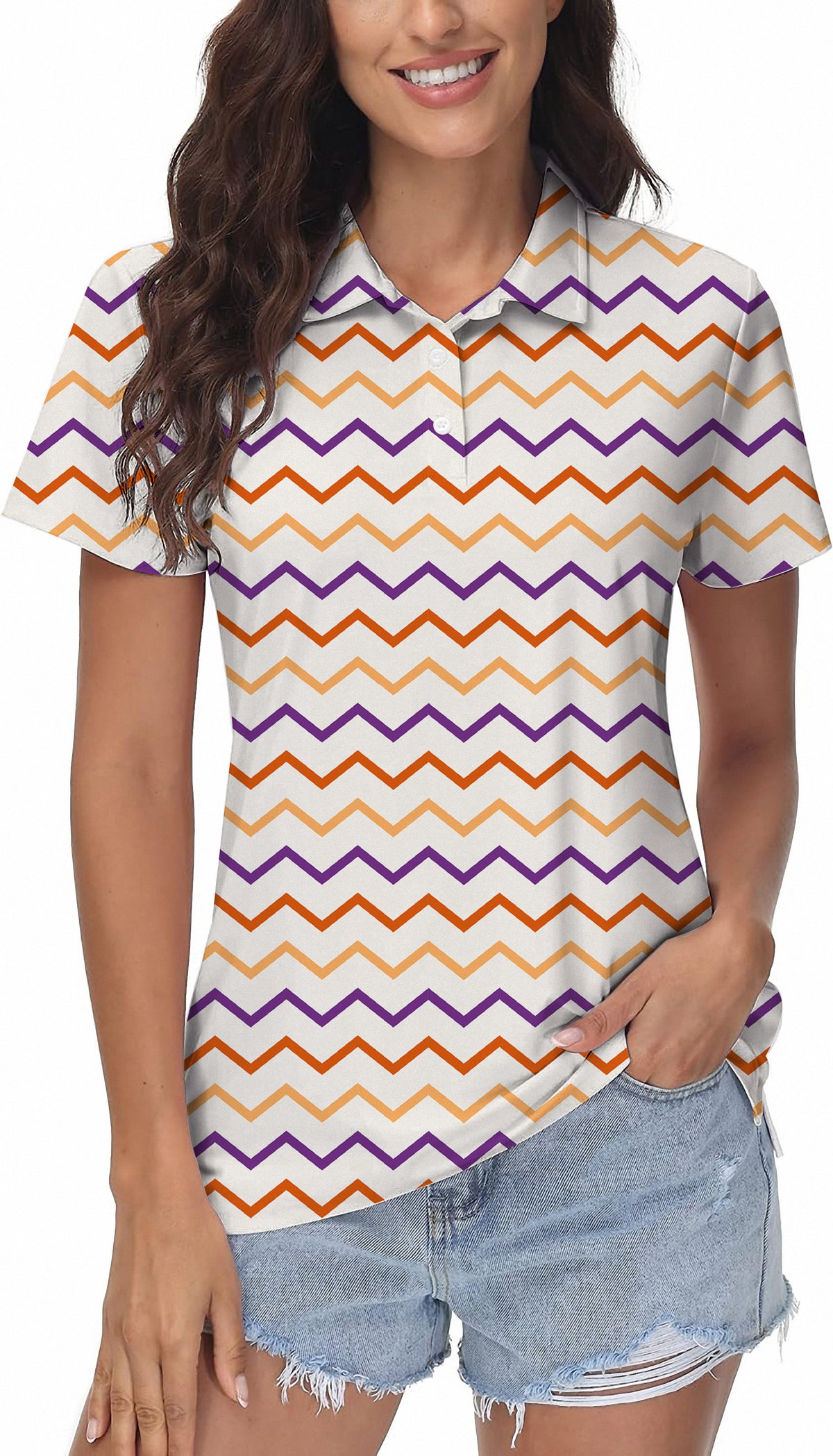 Colorful Halloween Waves Women's Golf Polo