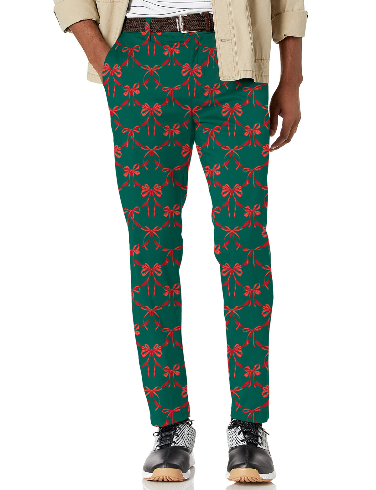 Men's Christmas red knot detail Stretch Golf Pants