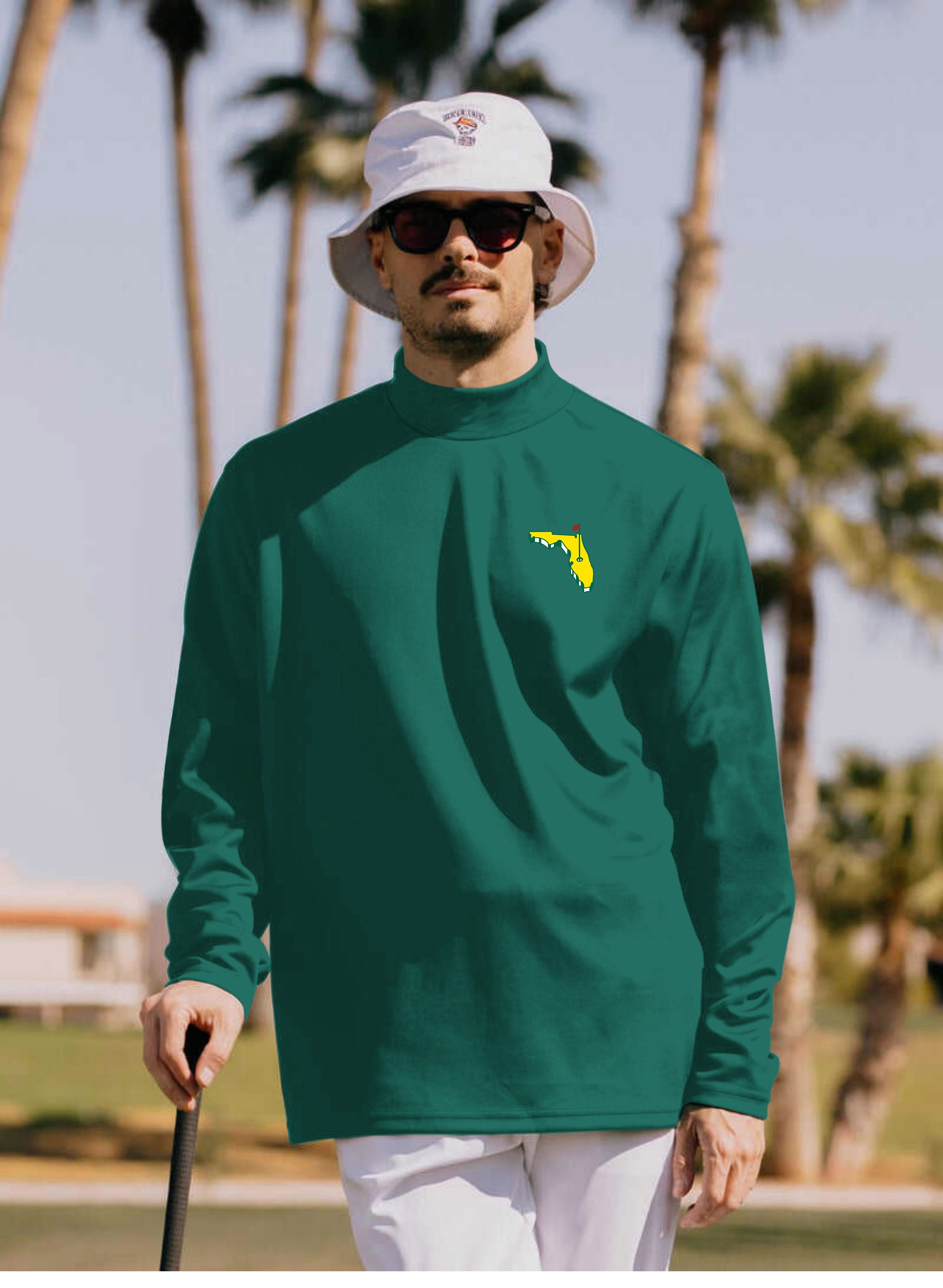 Men's  Masters state National Map Golf Party All Bodies Pullover High neck Long/Short sleeve T-Shirt pure