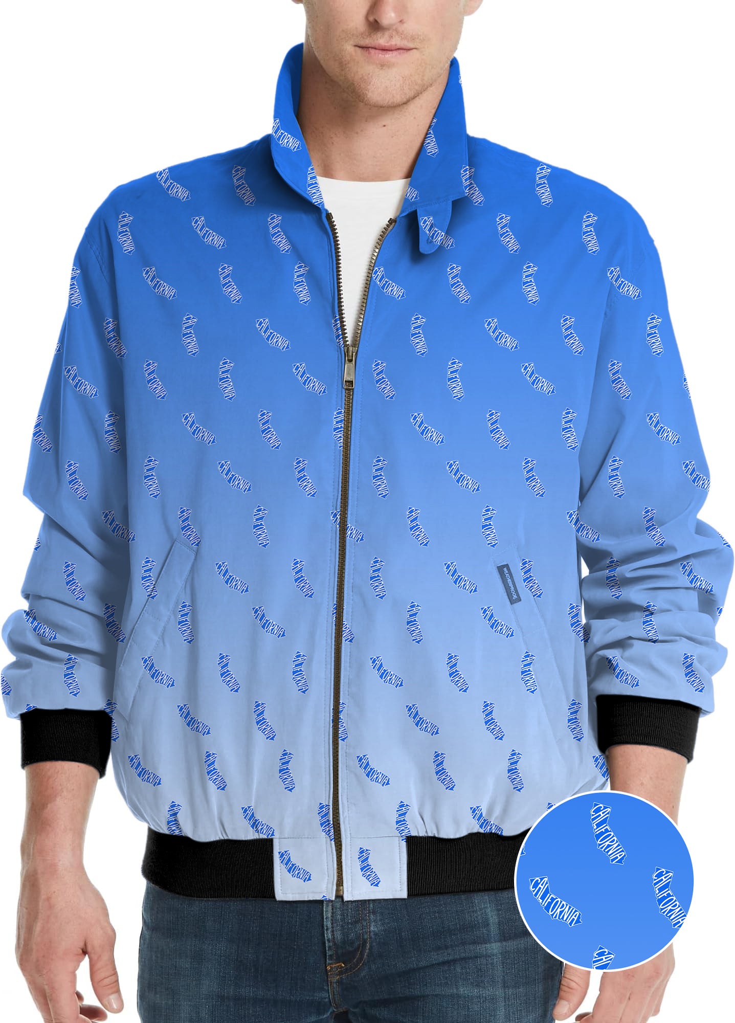 Blue California Men's Golf Windbreaker Light Jacket