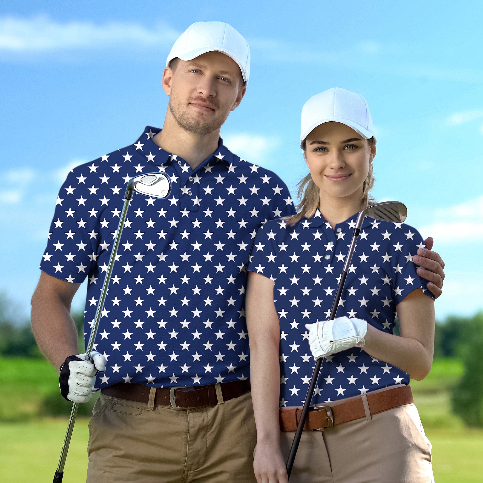 Golf Polo Couple Family set Proud Stars