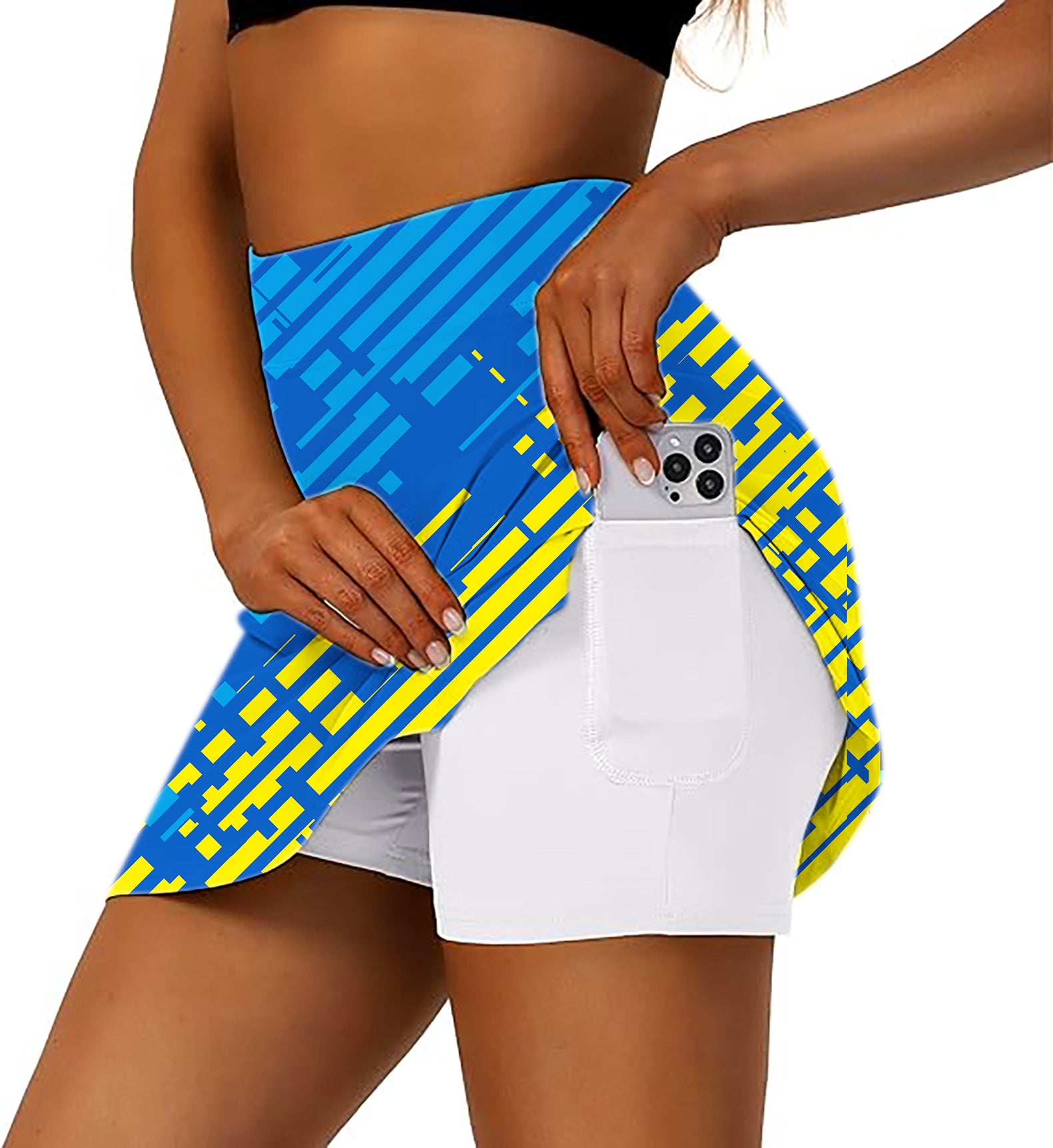 blue yellow sport Team Women's Athletic Golf Skorts Flared Skirts