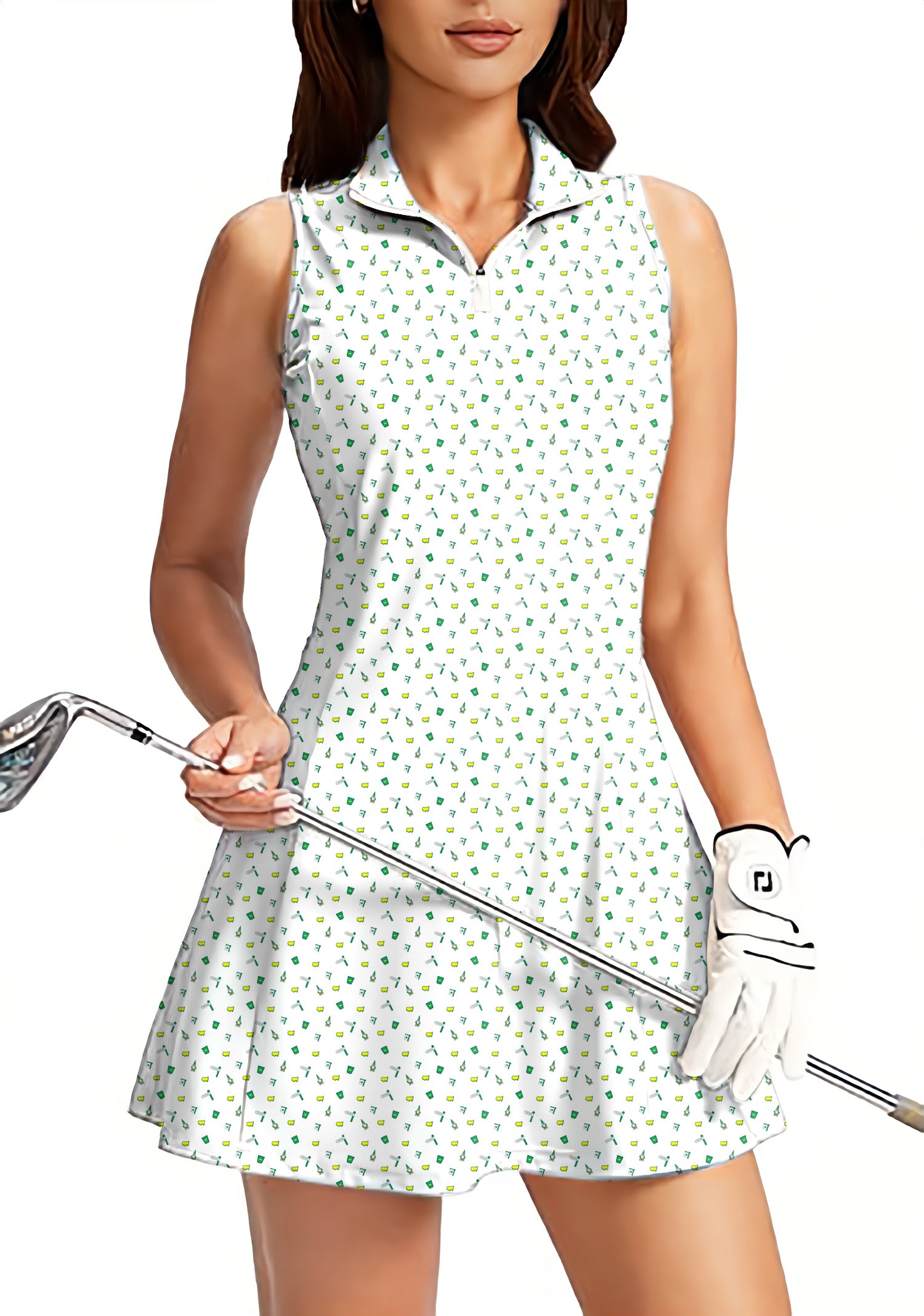 Master Lightweight Summer Women's Golf Sleeveless Zipper Dresses with Built in Shorts