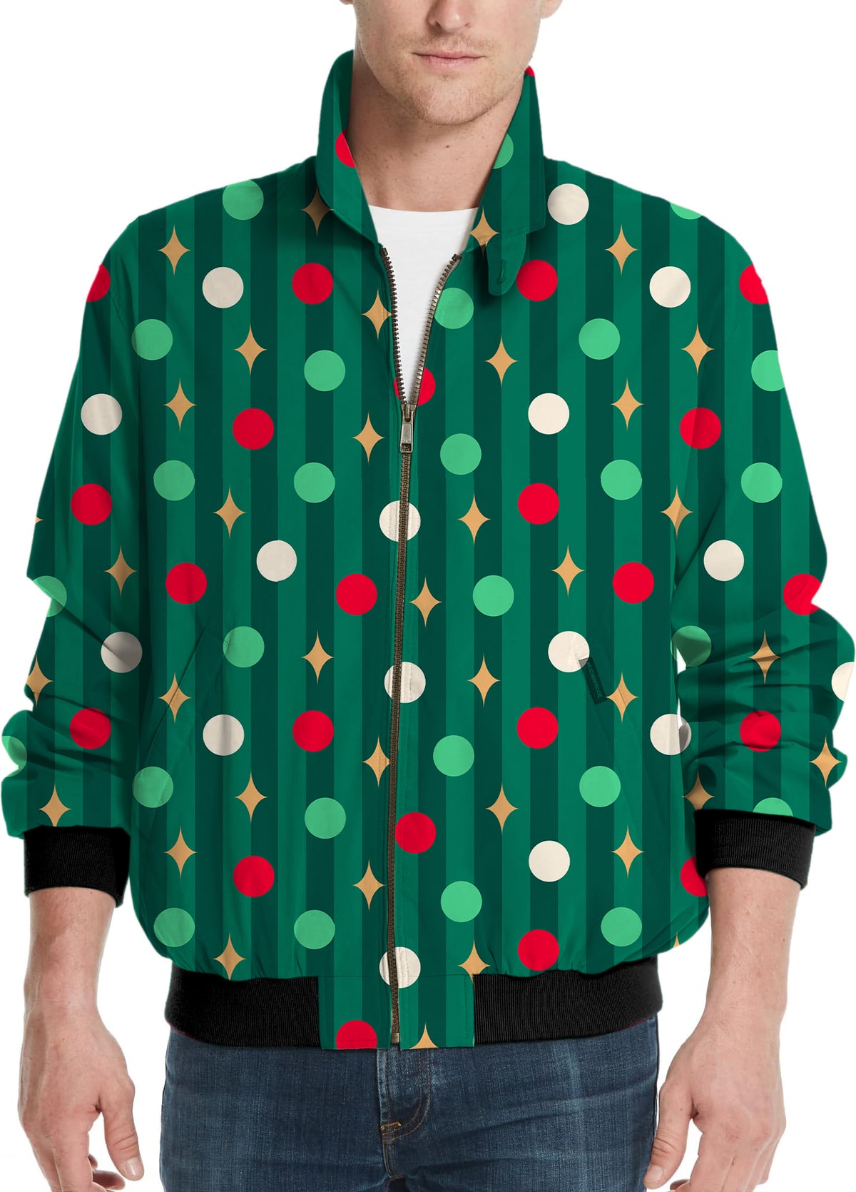 Green Christmas Lollipops Men's Golf Windbreaker Light Jacket