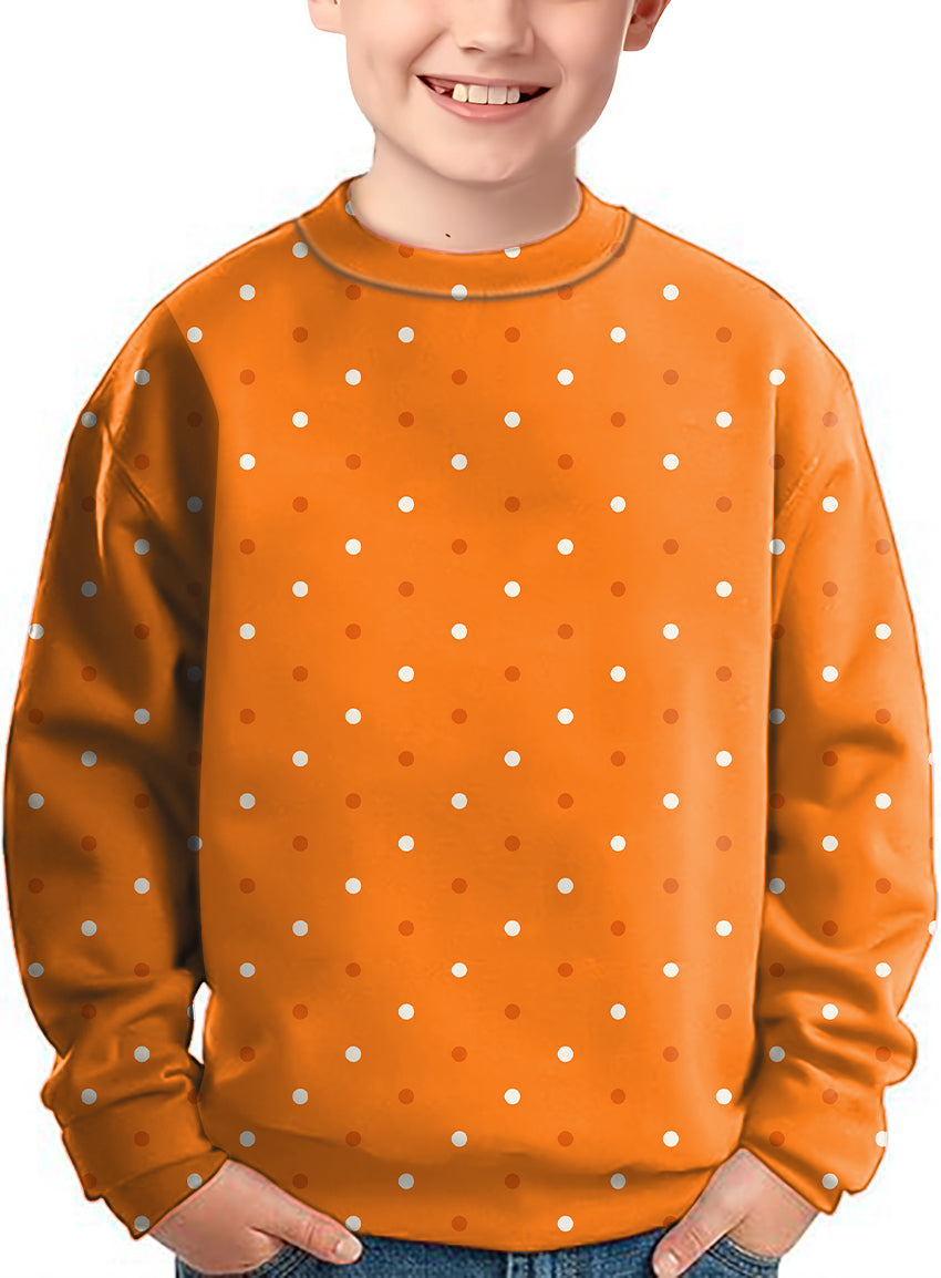 Halloween yellow and white polka dots Crewneck Pullover Kids Ugly Sweater