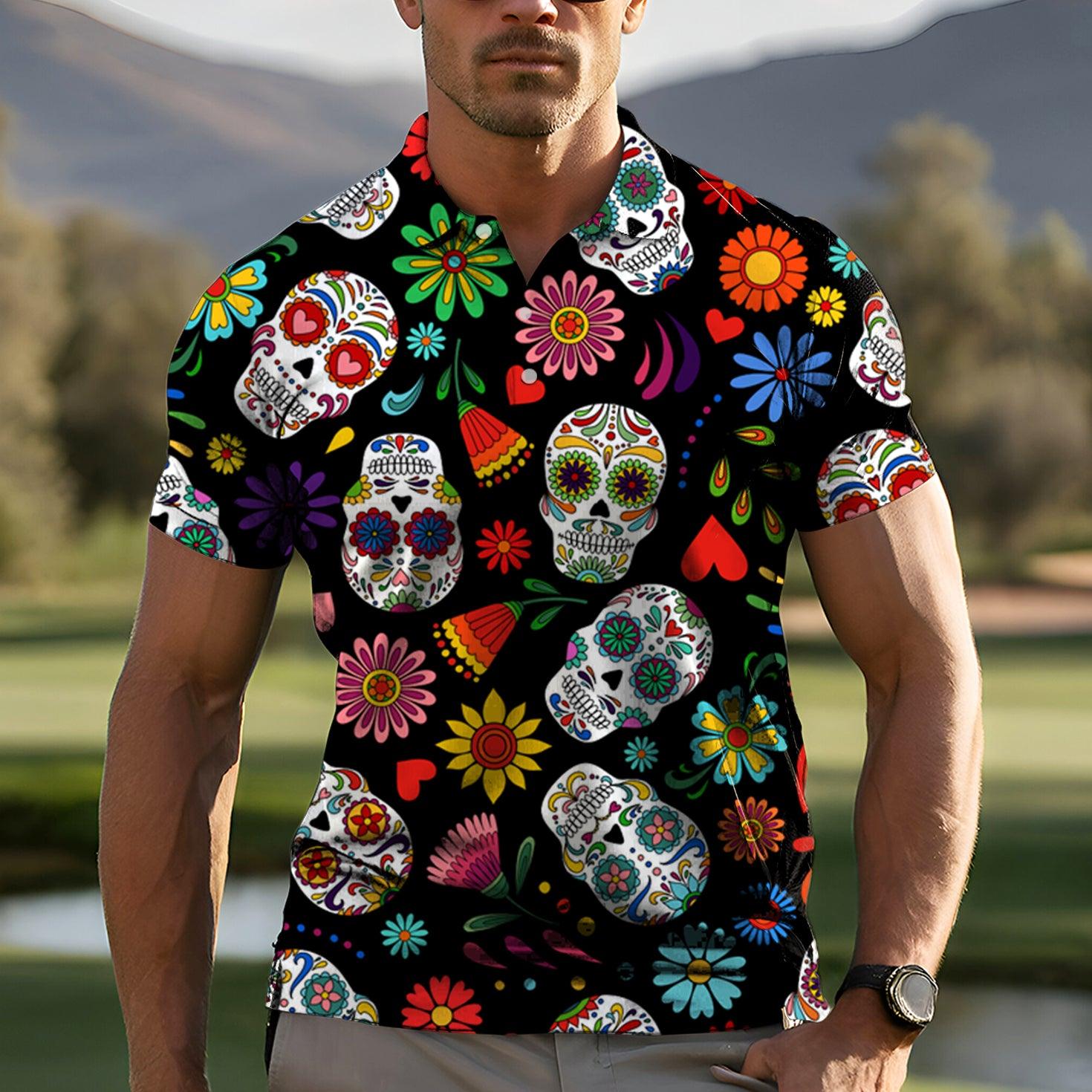 Men's golf polo Fiesta Feeling skull