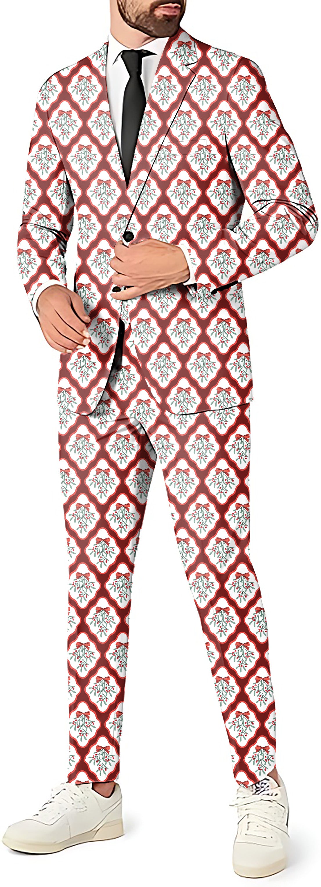 Christmas red holly Men's Party Costumes-Theme Party 2 or 3pcs Suit set-Blazer Pants & Vest
