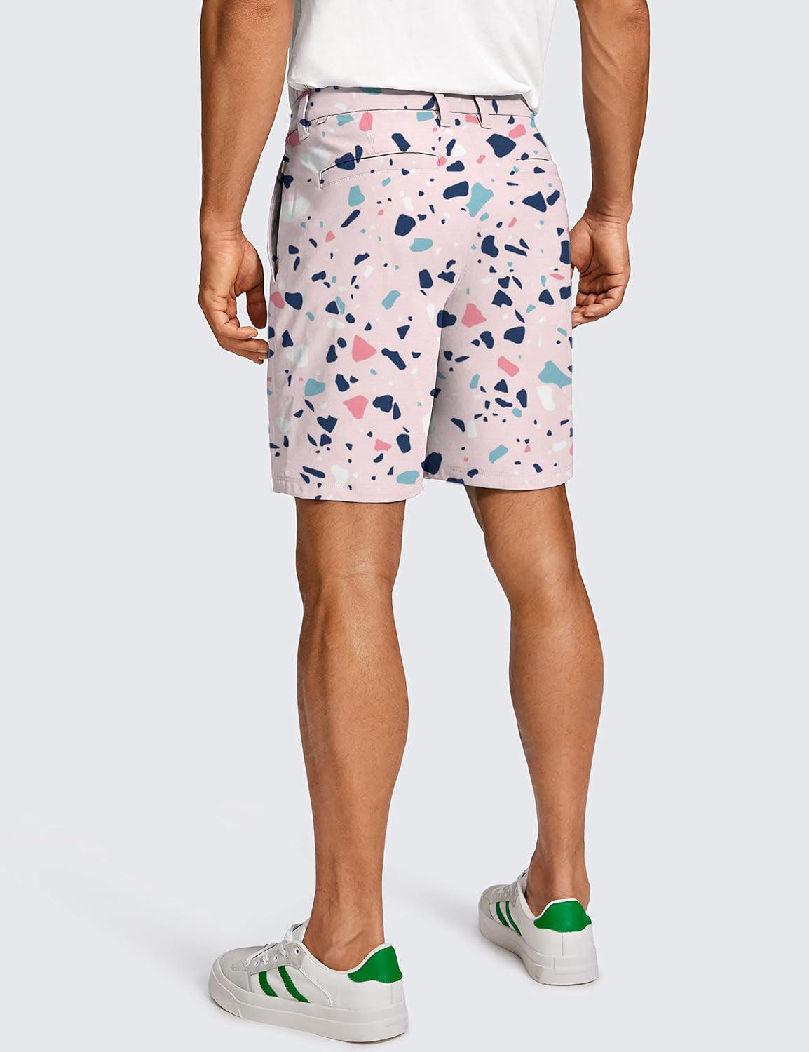 Men Pink Paint Splatter Golf Shorts