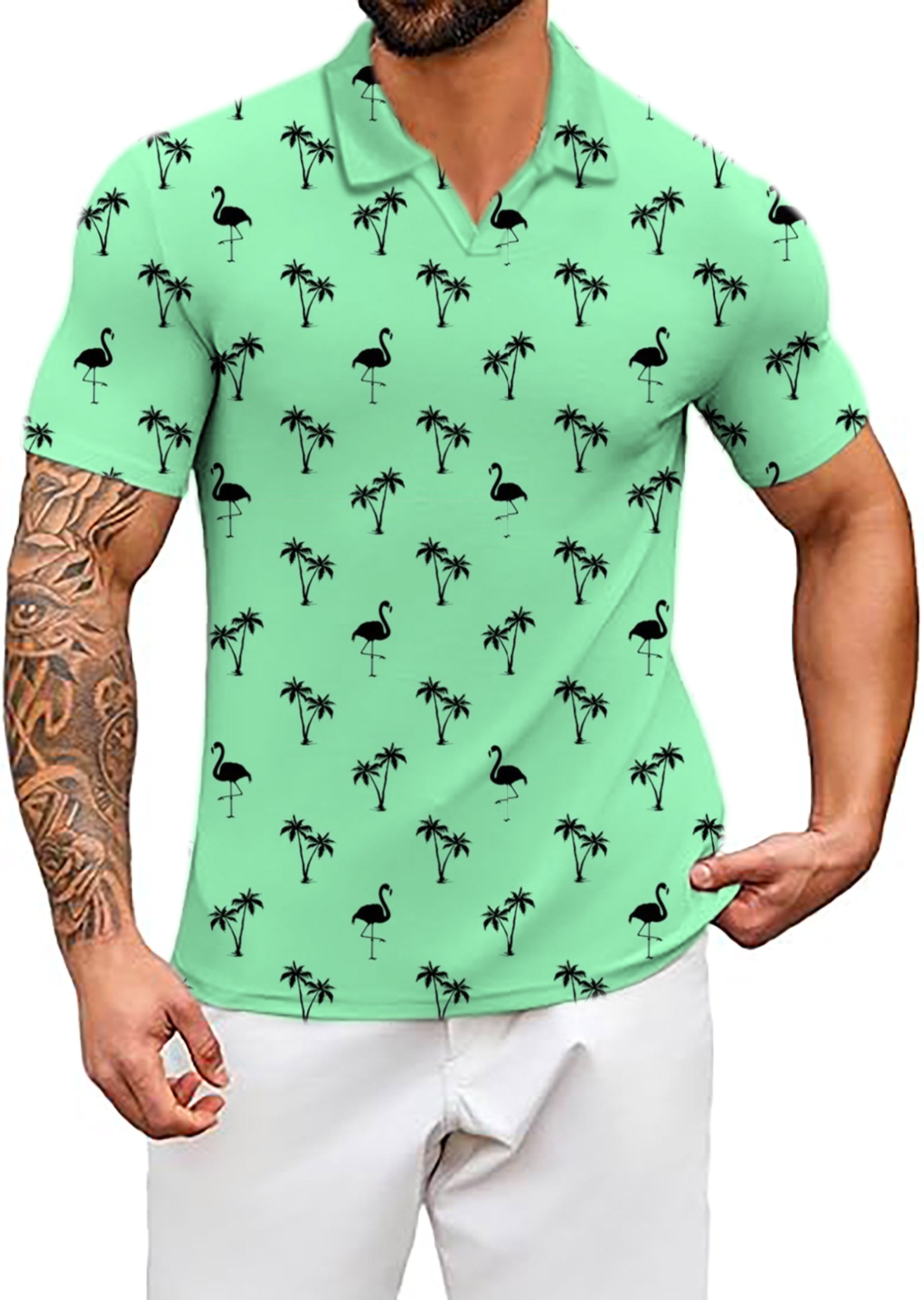 Men's Mint Mingo V Neck Golf Polo Shirts