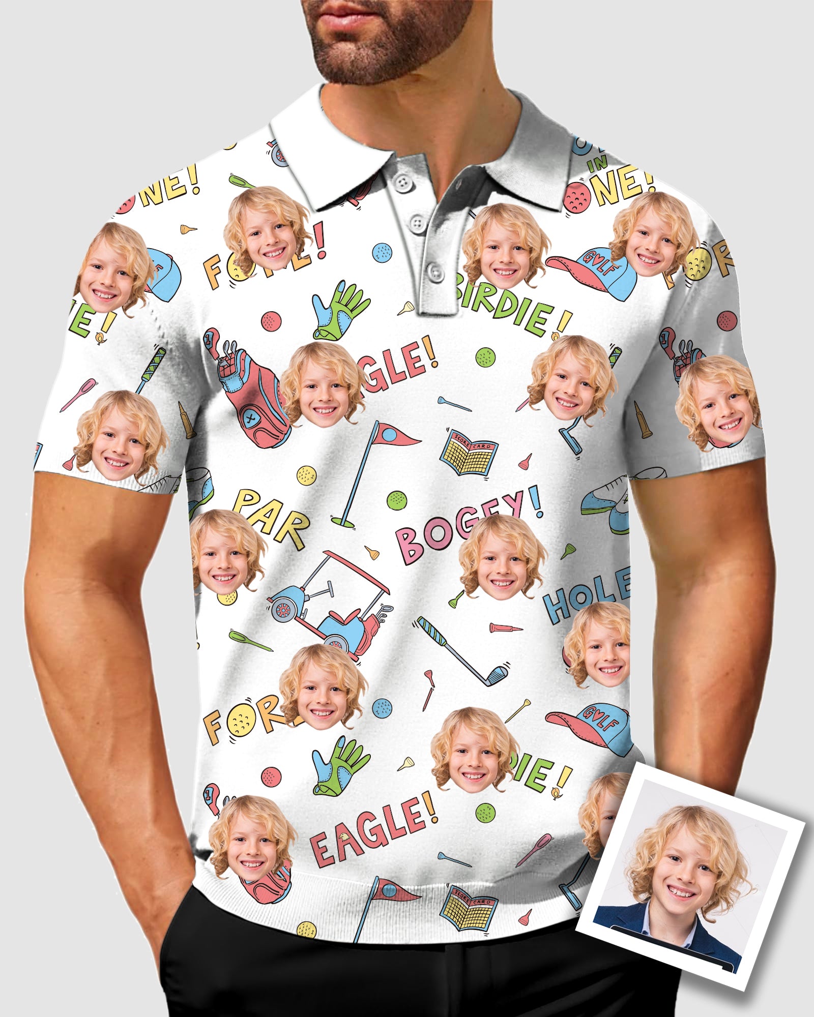 Men's To My Dad Custom Face Men's Golf Polo Father's Day Gift Polo