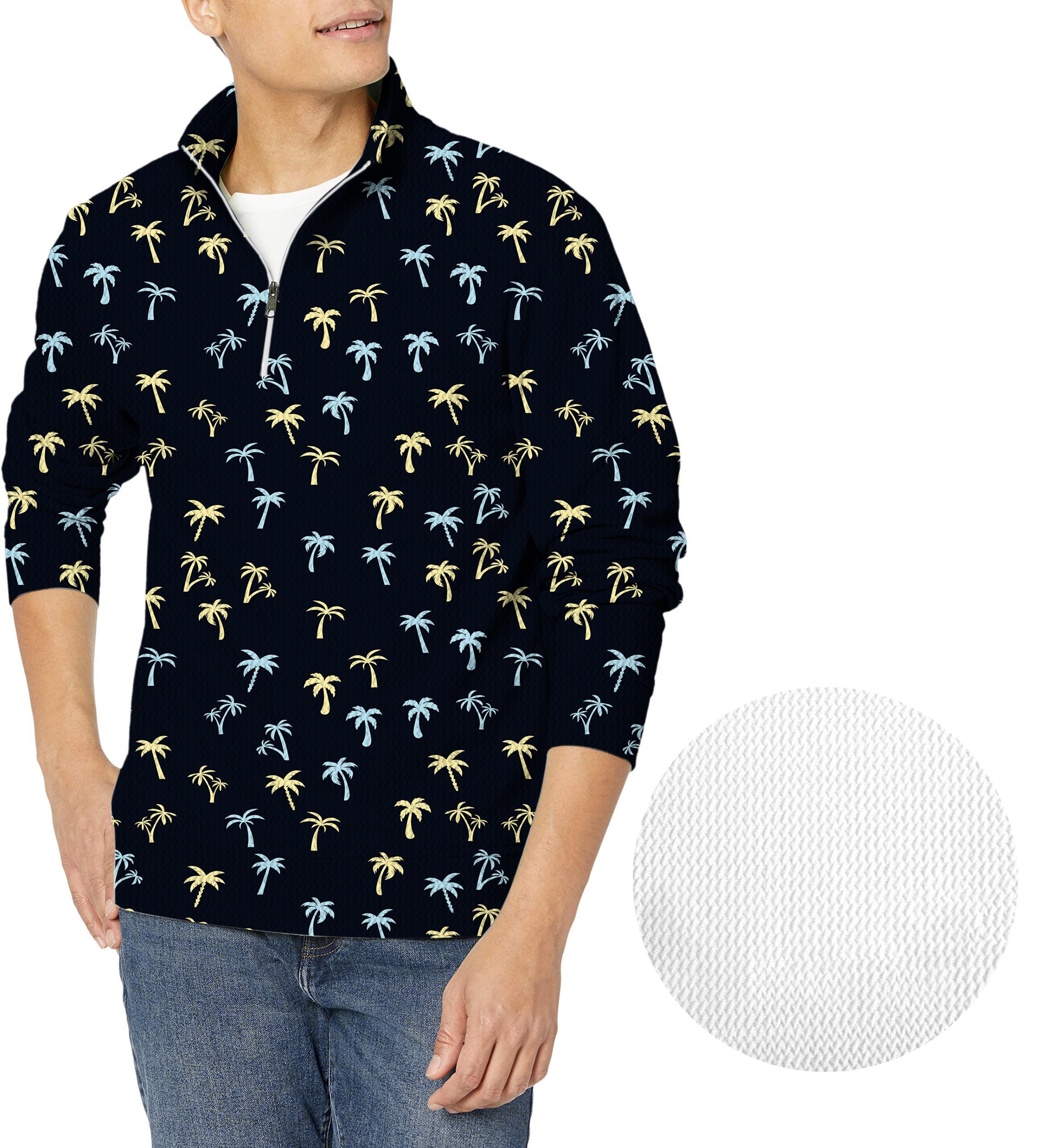 Coconut Palms-Men's Golf Waffle Zipper Pullover
