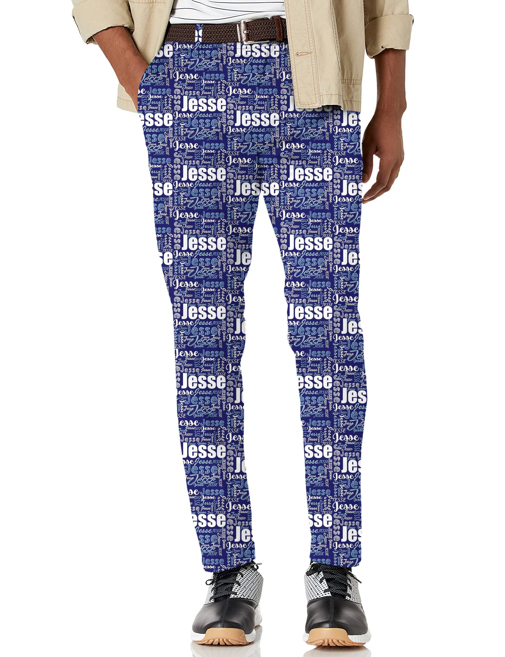 Men's Custom name navy blue Stretch Golf Pants