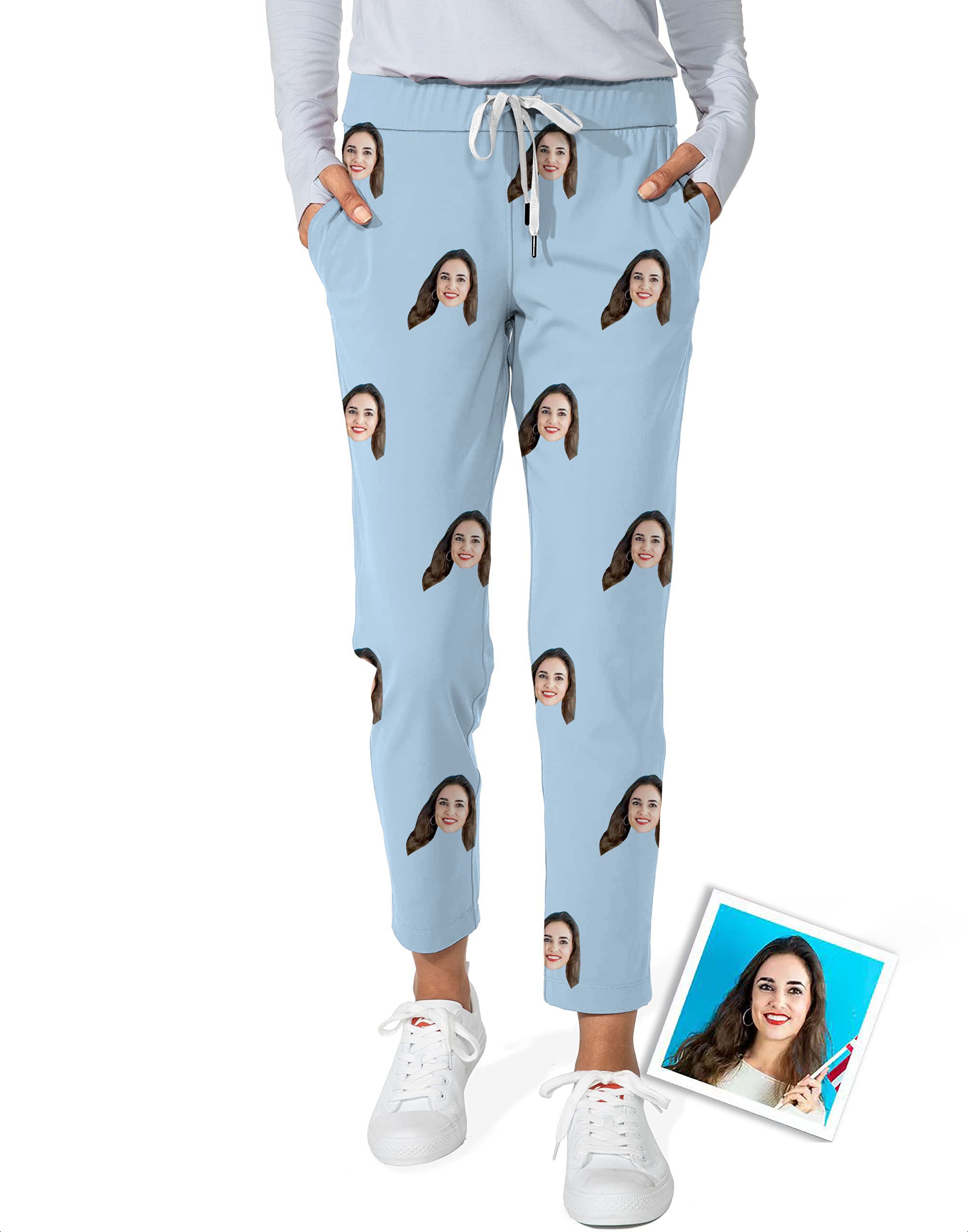 Custom Photo Funny Face Women's 7/8 Stretch Ankle Golf Pants