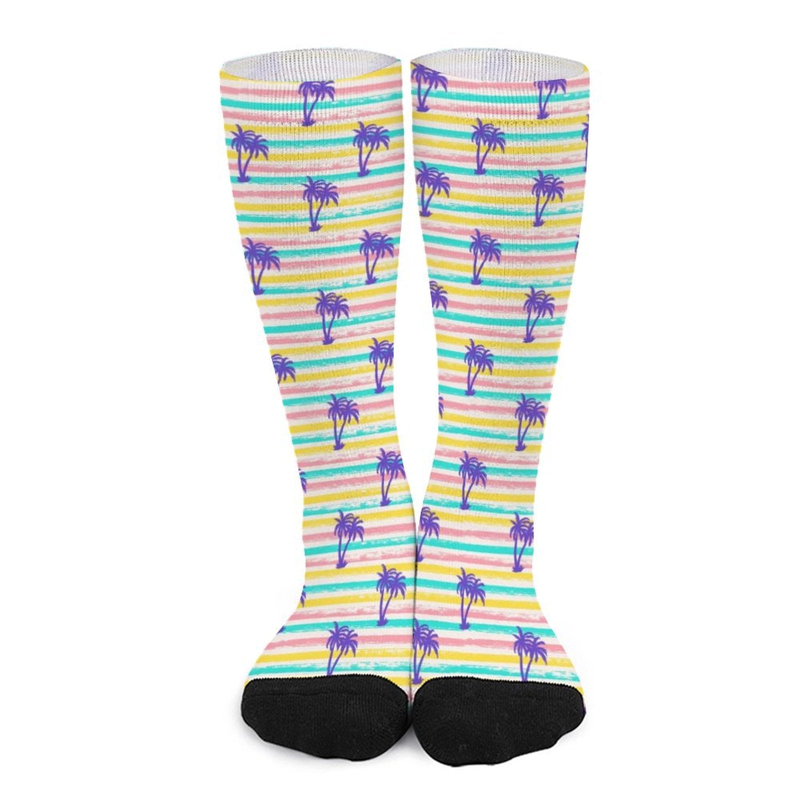 Striped Summer Palm tree Prined socks Gifts for Men Women