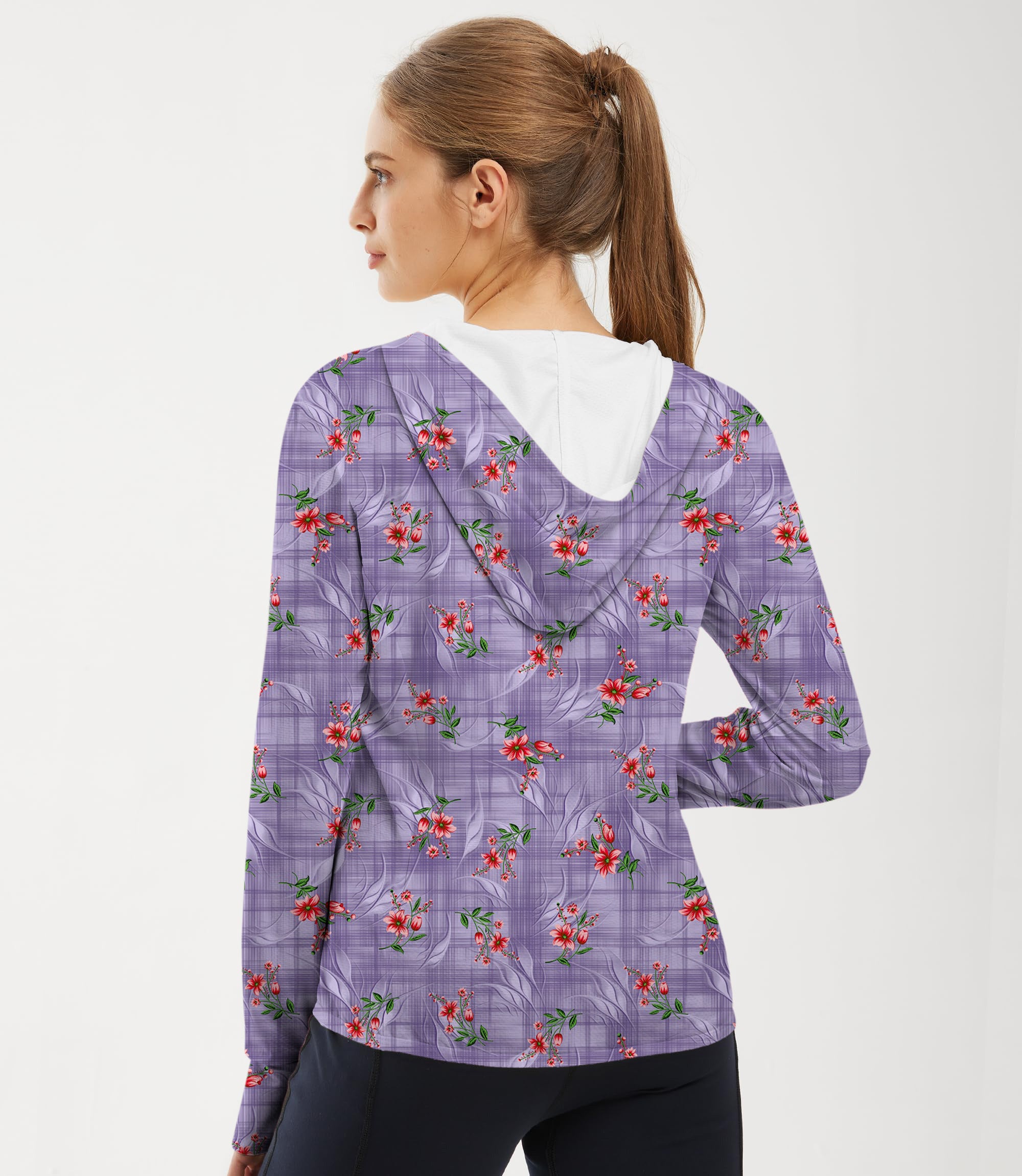 Women's Outdoor Purple flower Golf Sun Protection Slim Fit zip hoodies