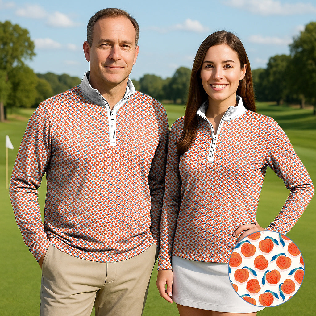 momo peach Couple Golf Active 3/4 Zipper Top Long Sleeves