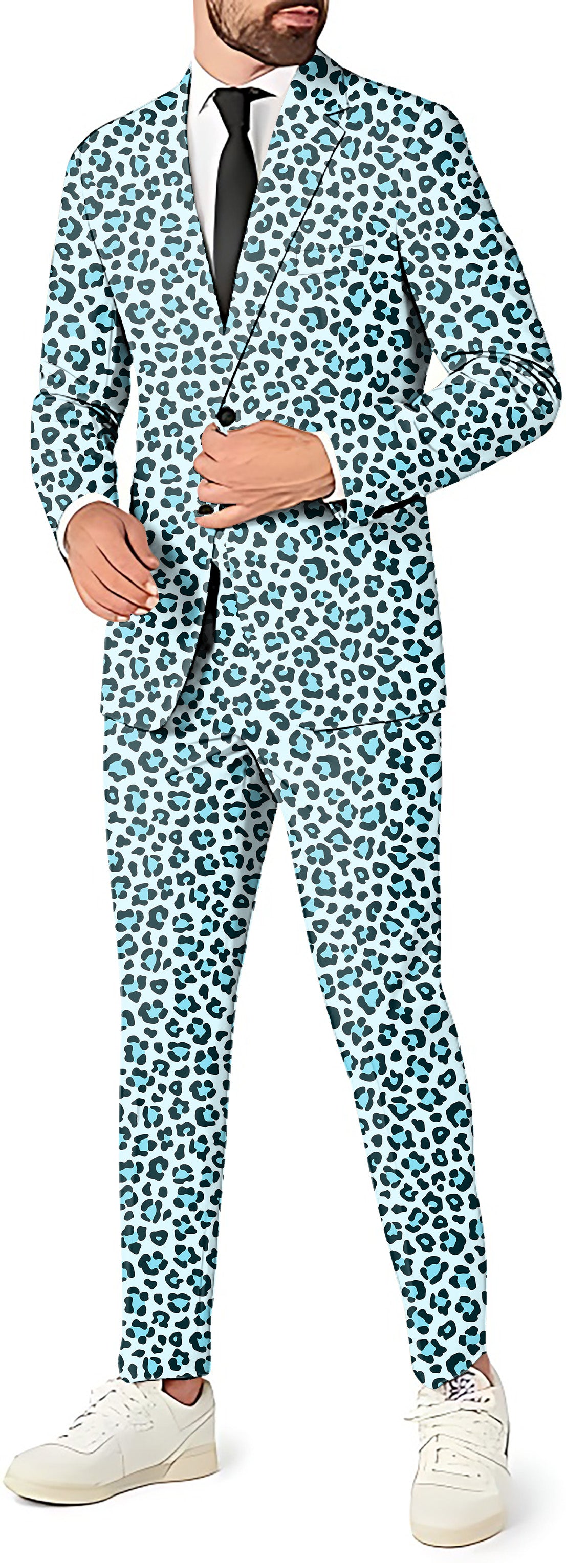 Blue leopard print Men's Party Costumes-Theme Party 2 or 3pcs Suit set-Blazer Pants & Vest