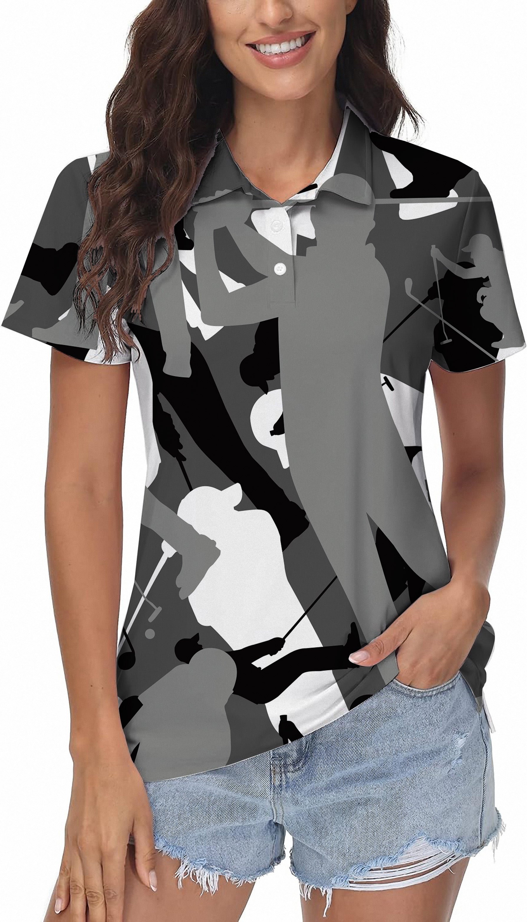 Black And White Golf Women's Golf Polo