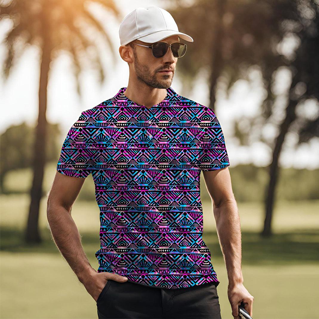 Men's Purple grid golf polo