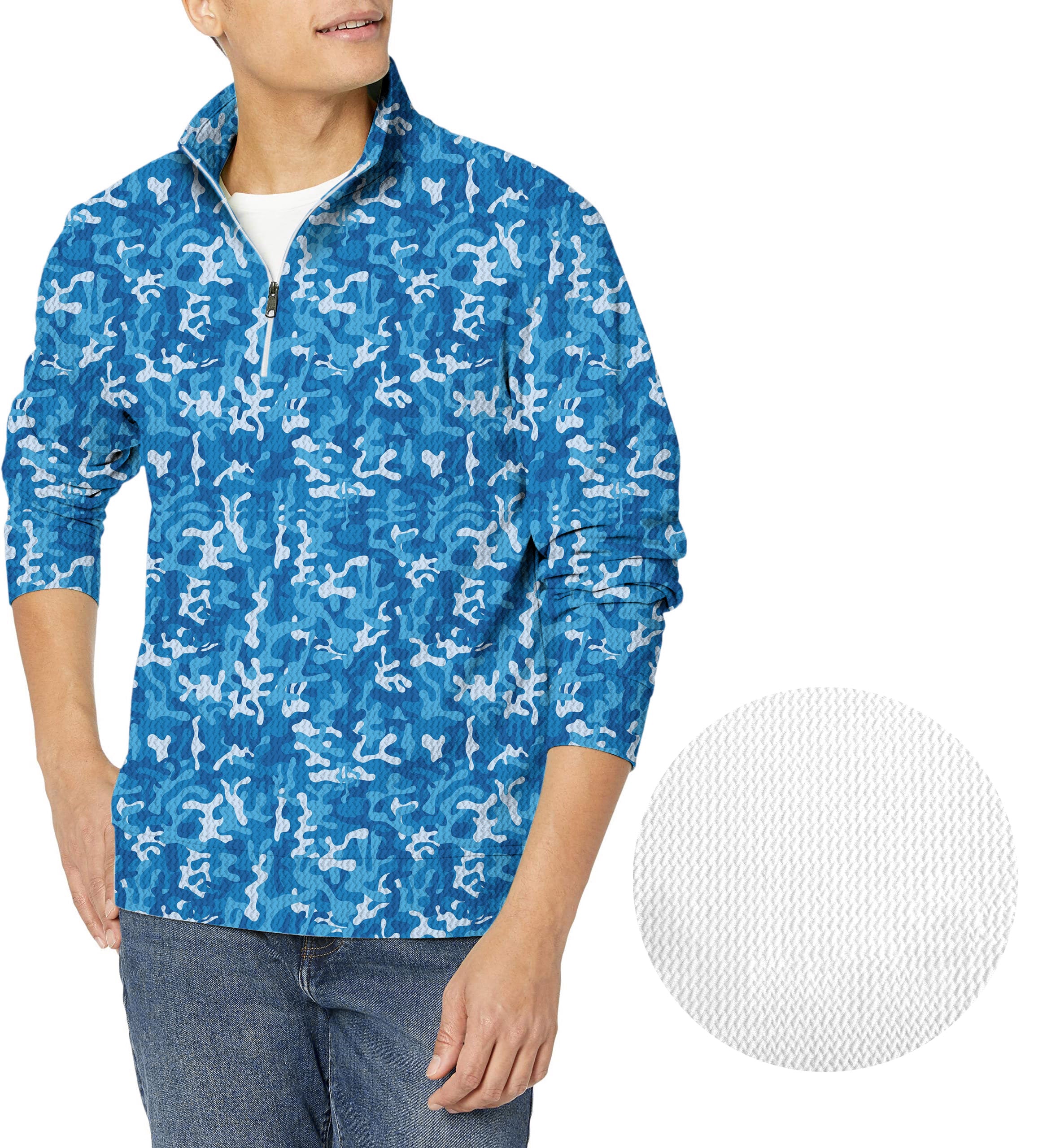 Camo-Men's Golf Waffle Zipper Pullover