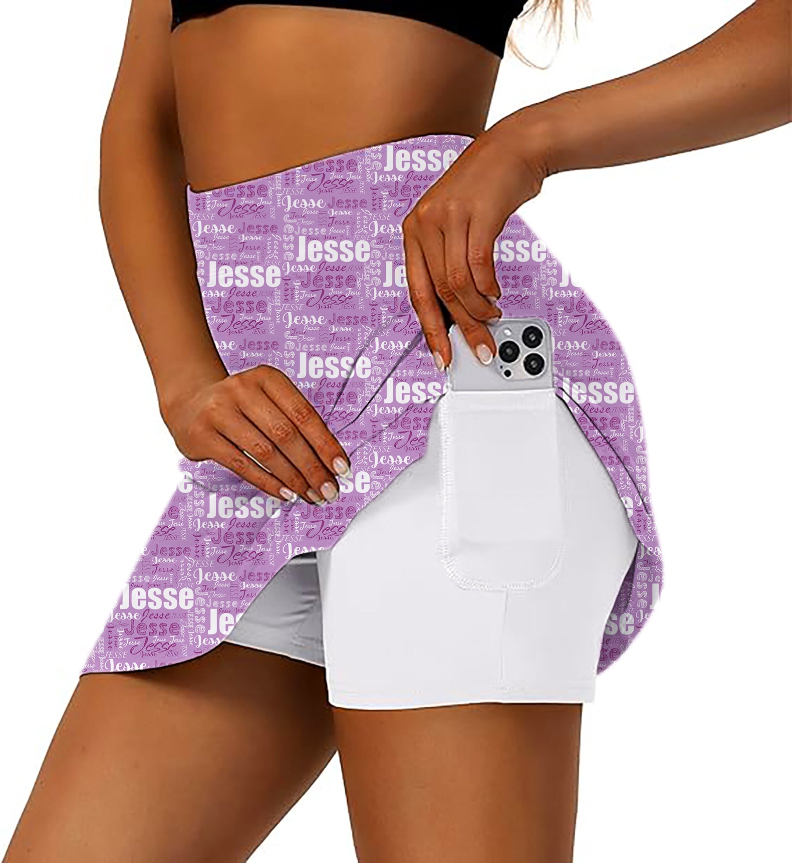 Women's Custom name amethyst Golf Skirts Inner Shorts Pocket