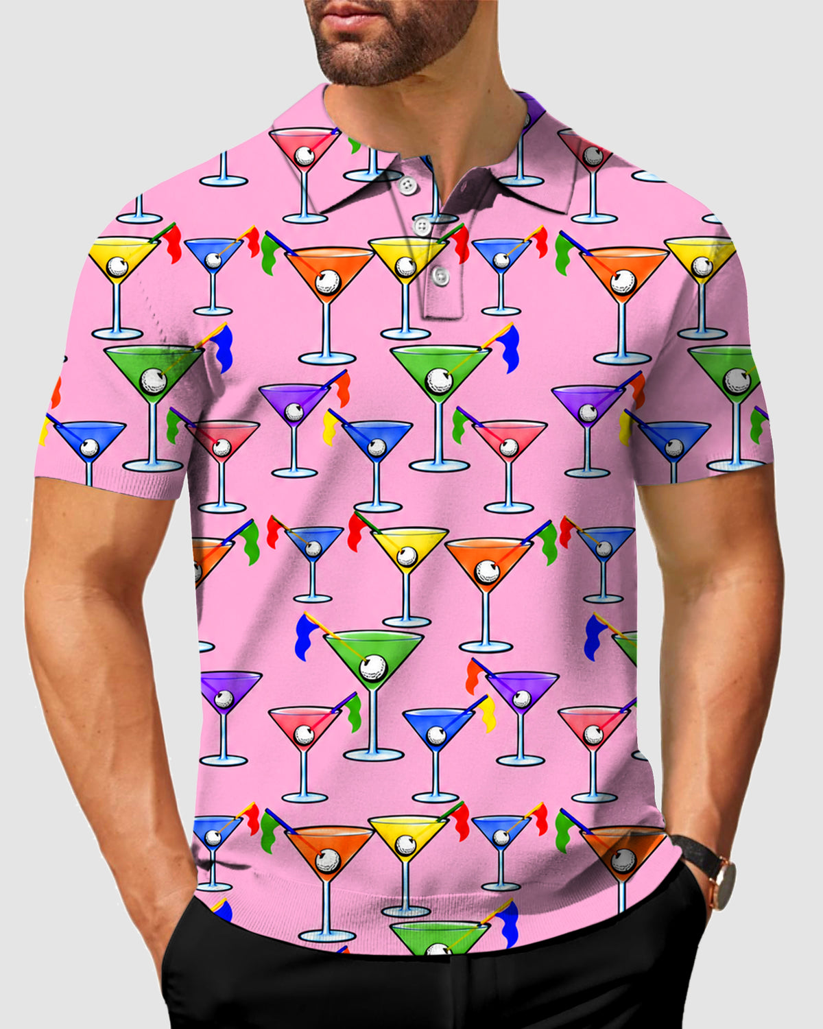 Men's Partini pink Designer style Sam’s Weird Studio Polo Sam’s Weird Studio