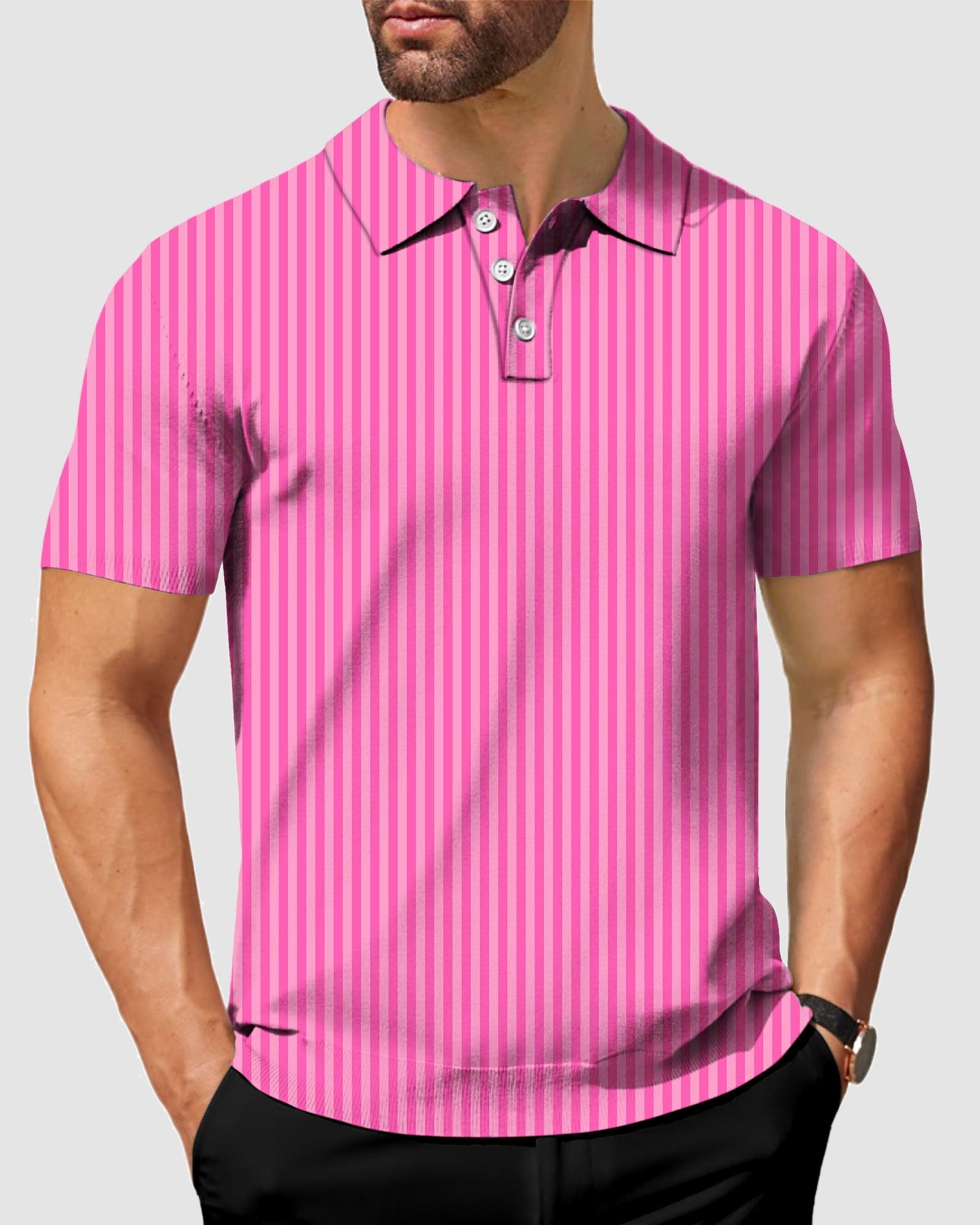 Men's Pink Stripe golf polo