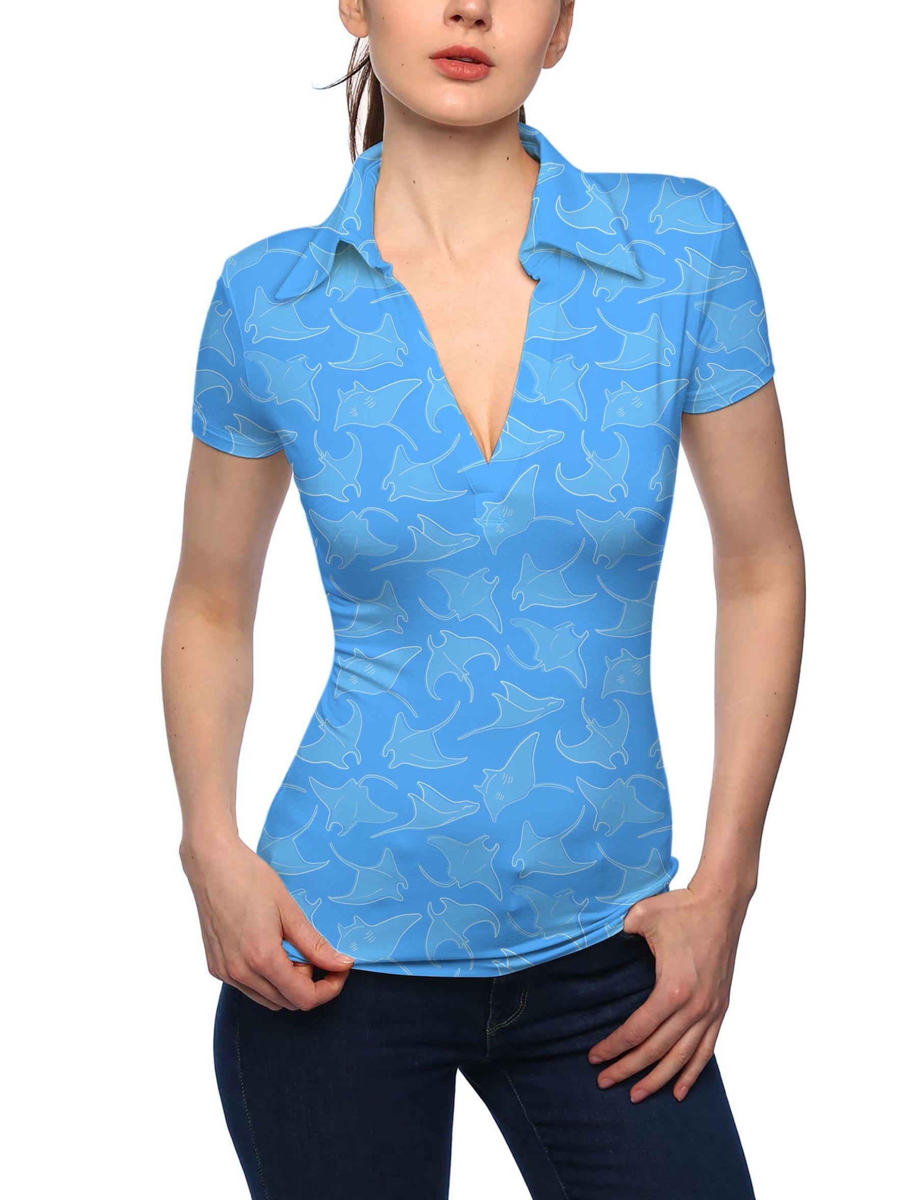 Women's Ocean Rays V Neck Golf Polo