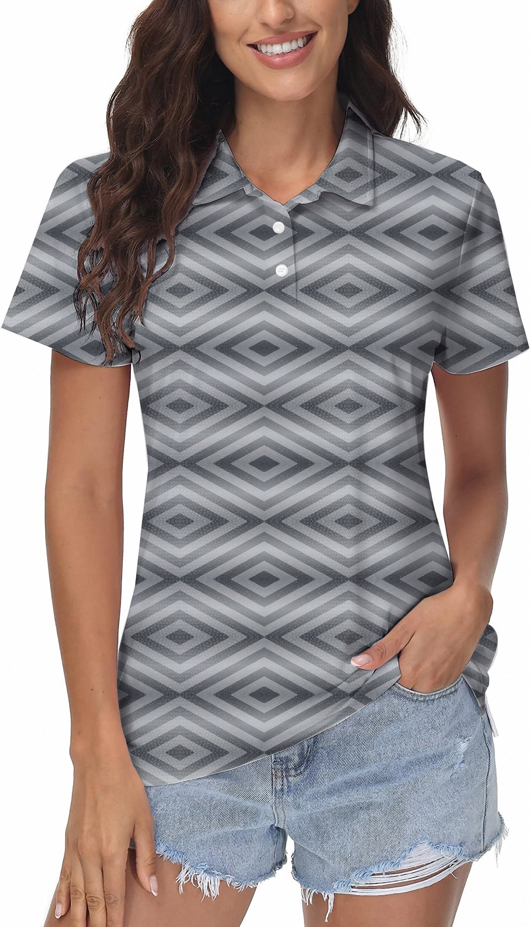 Gray stripe Women's Golf Polo