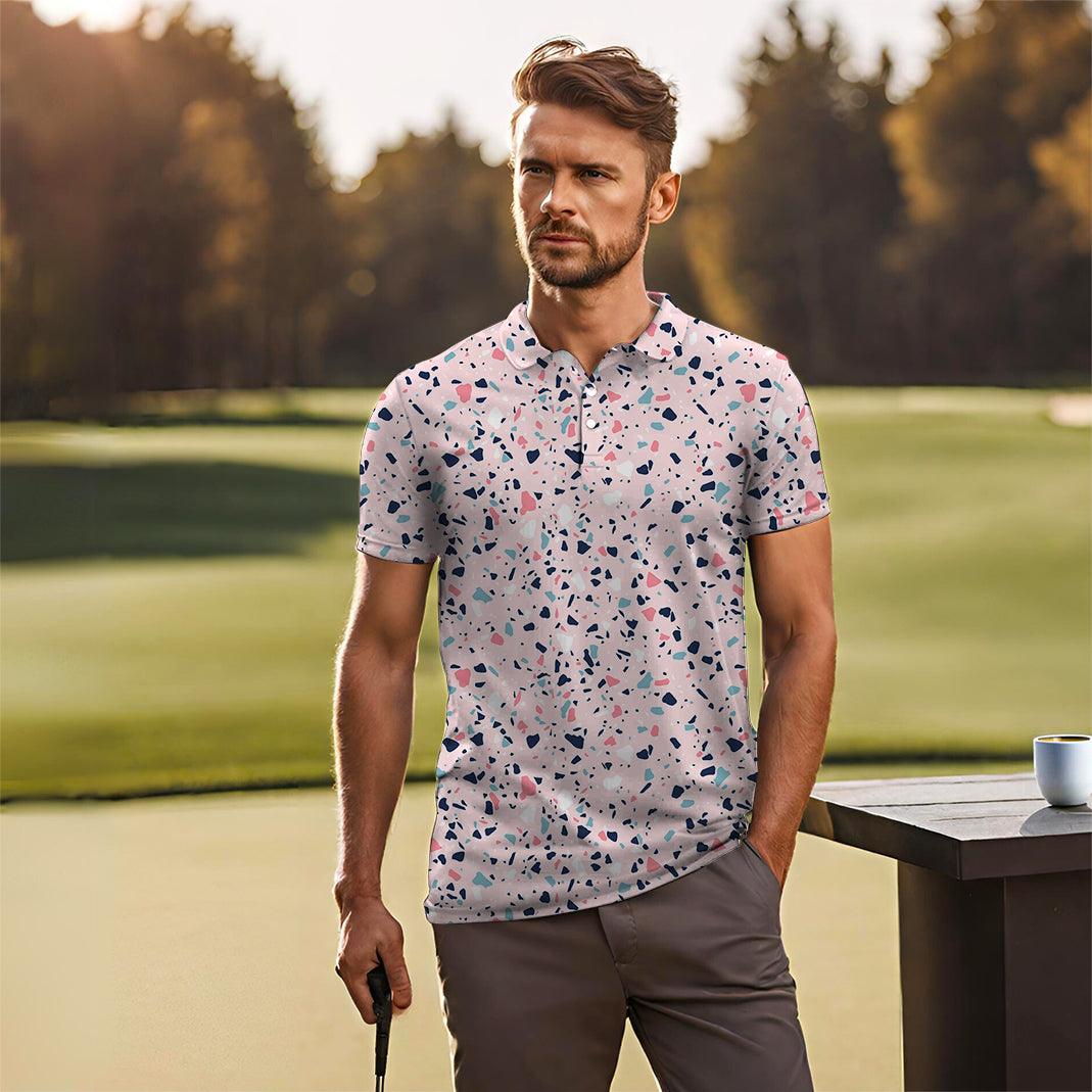 Men's Pink Paint Splatter golf polo