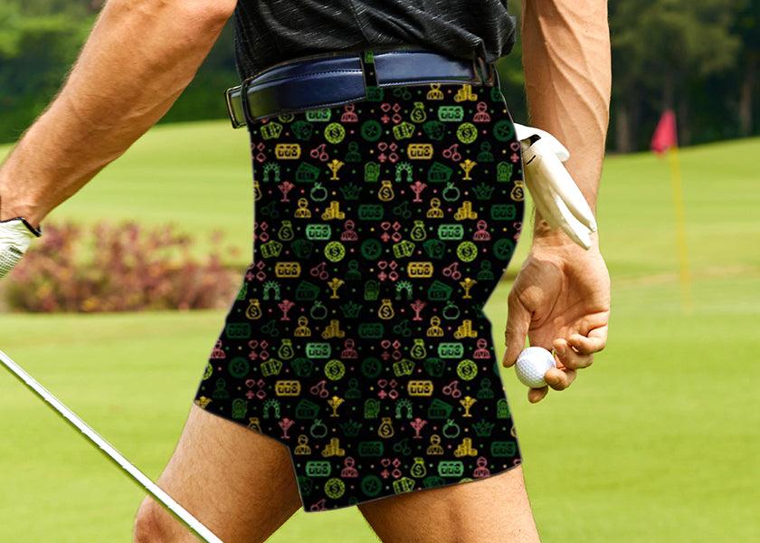 Men Casino Colorful Background Pattern Golf Shorts