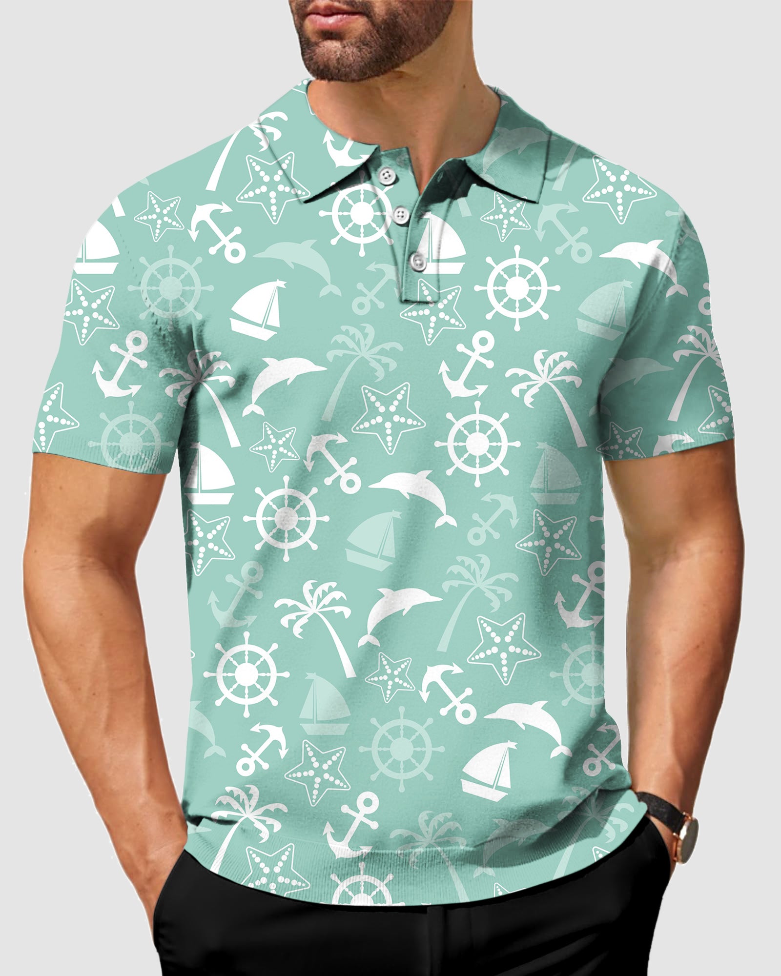 Men's ship's anchor golf polo