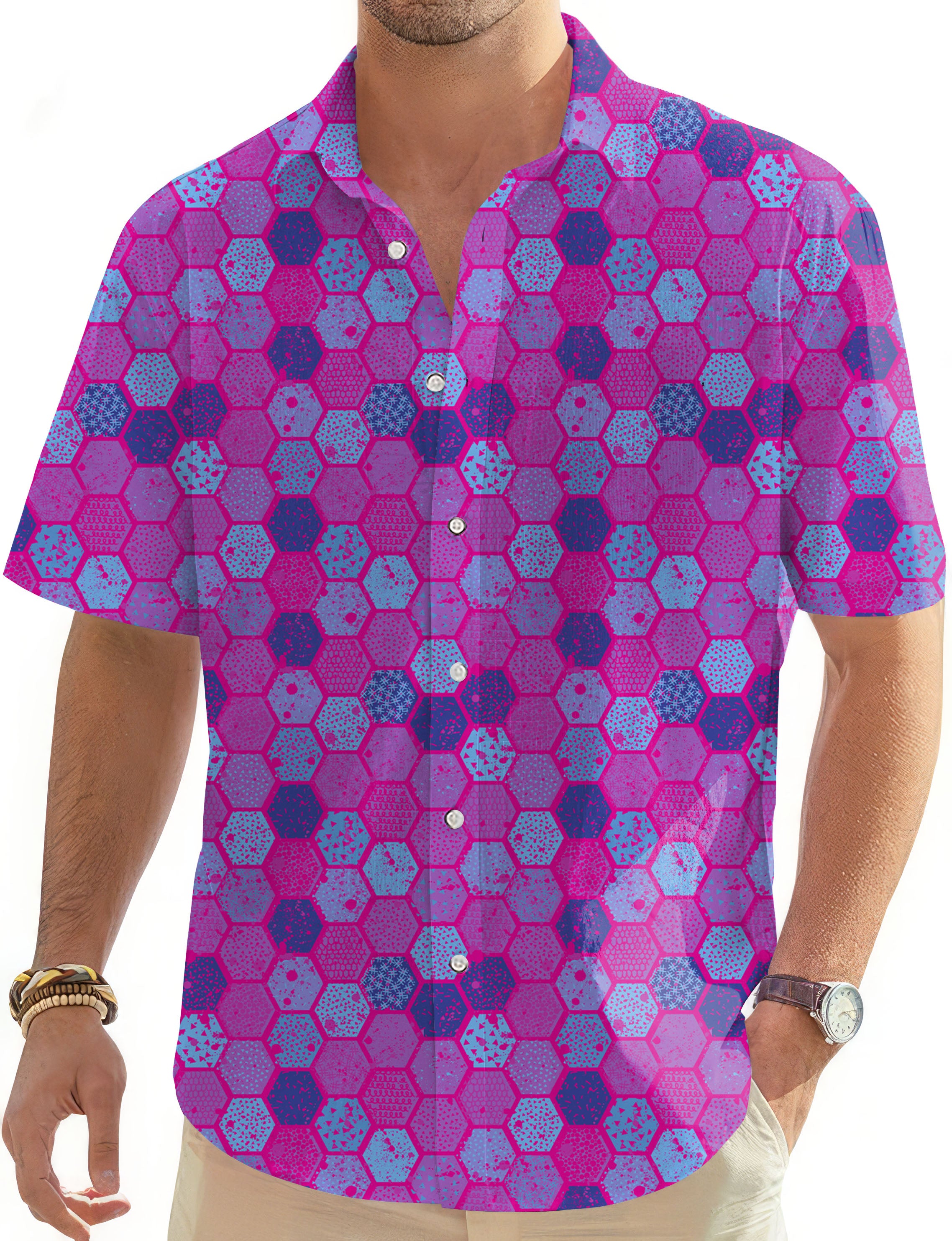 HEXtreme Men's Golf Hawaiian Shirts Button Down Shirt