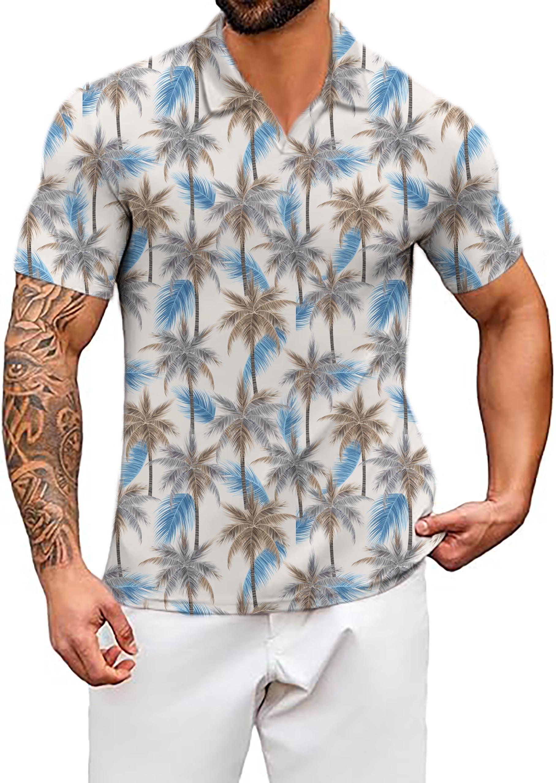 Men's Palm Haven V Neck Golf Polo Shirts