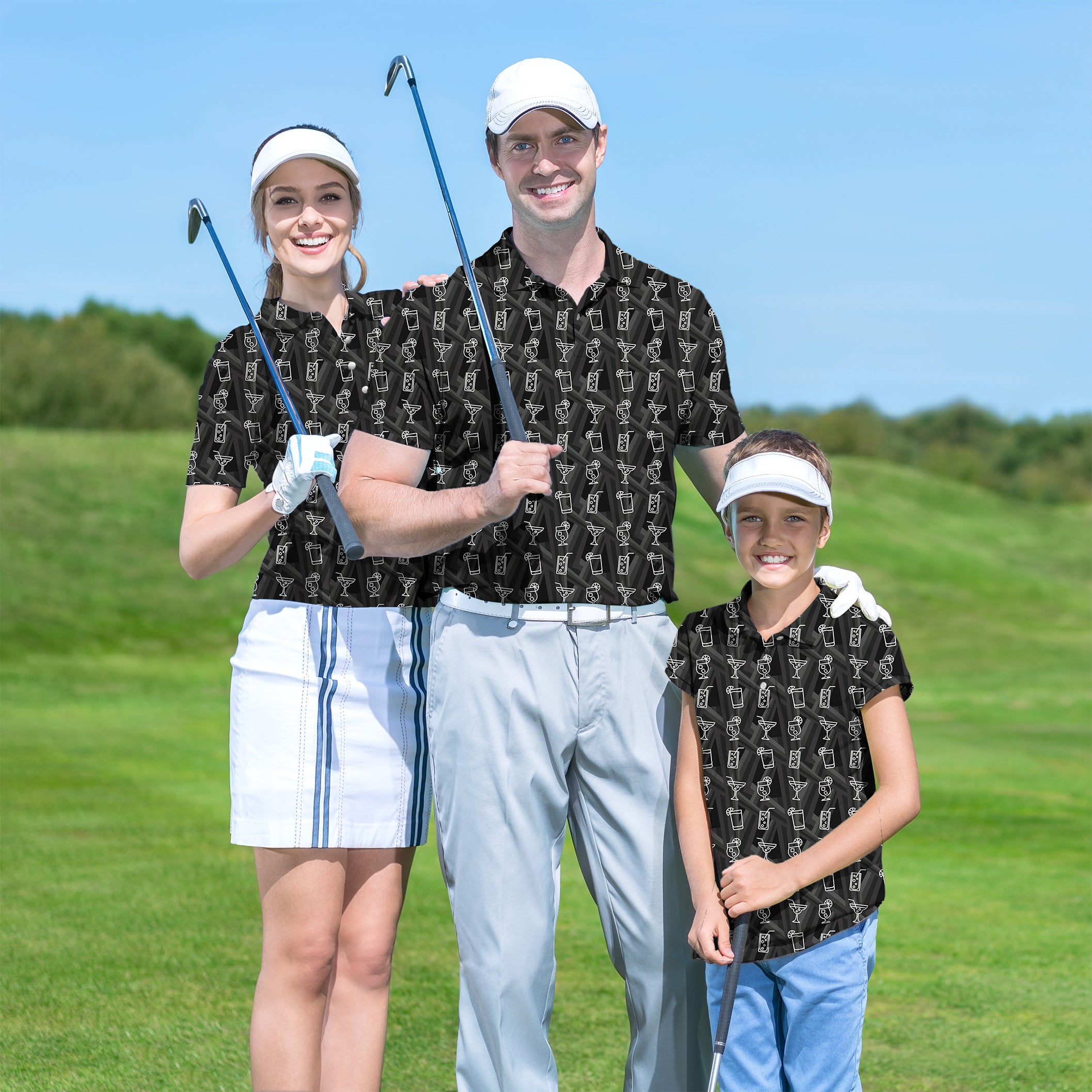 Golf Polo Couple Family set Cocktail drink tournament