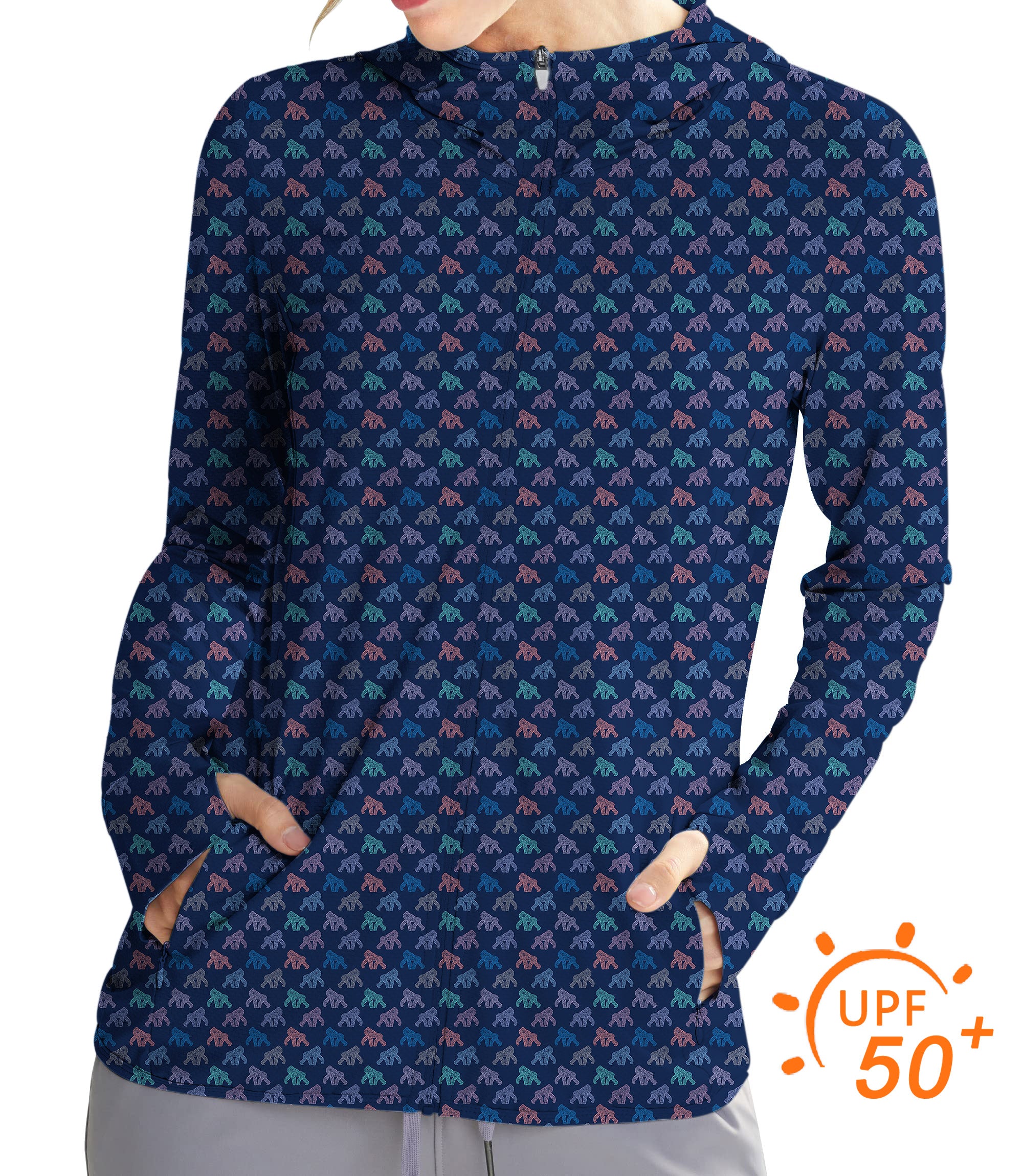 Women's Outdoor monkeys Golf Sun Protection Slim Fit zip hoodies