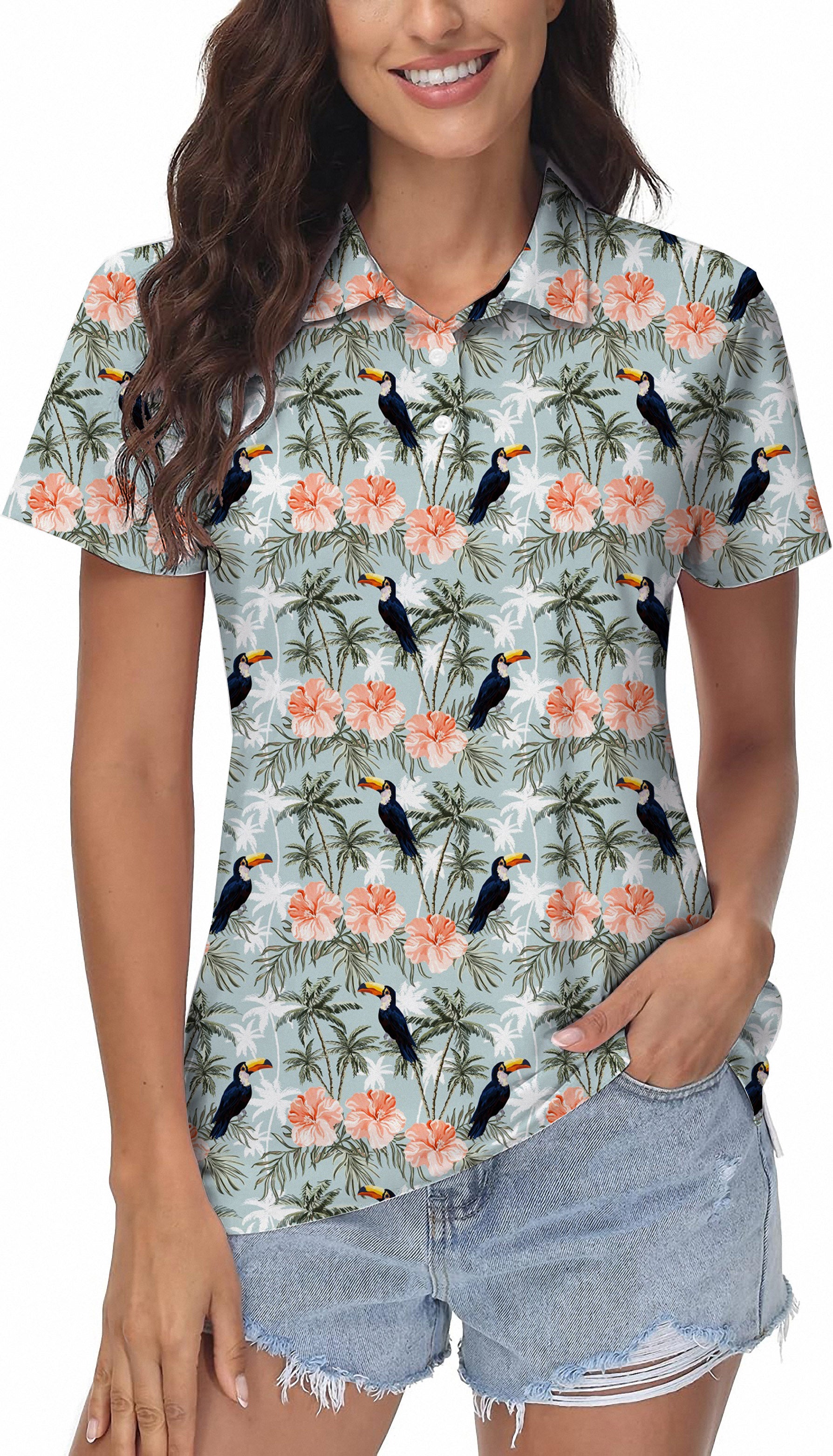 Toucan tropical flower Women's Golf Polo